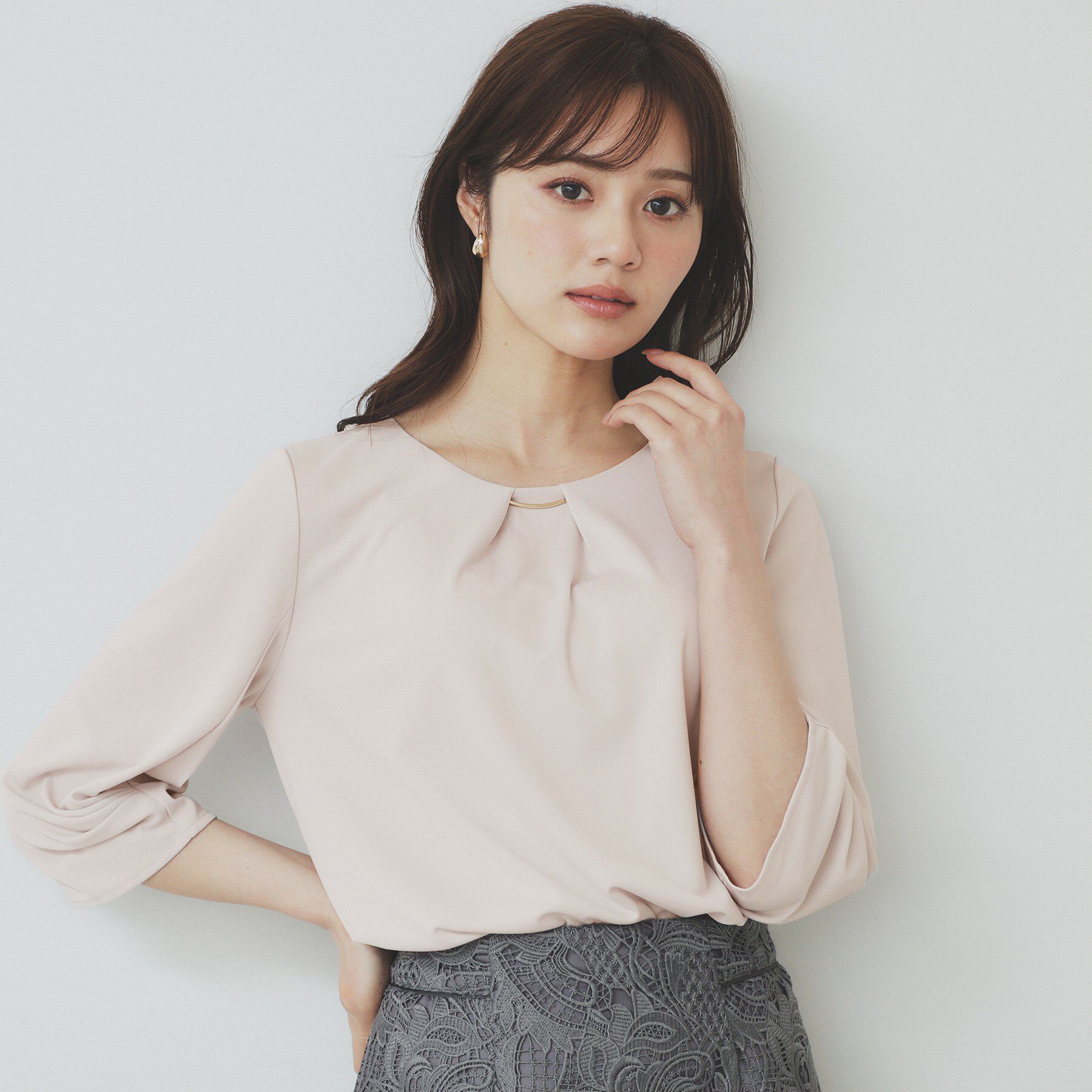 index「《5color》タックスリーブプルオーバー【UV/吸水速乾/接触冷感/洗濯機洗い可】」|Tシャツ・カットソー|グレージュ(850)