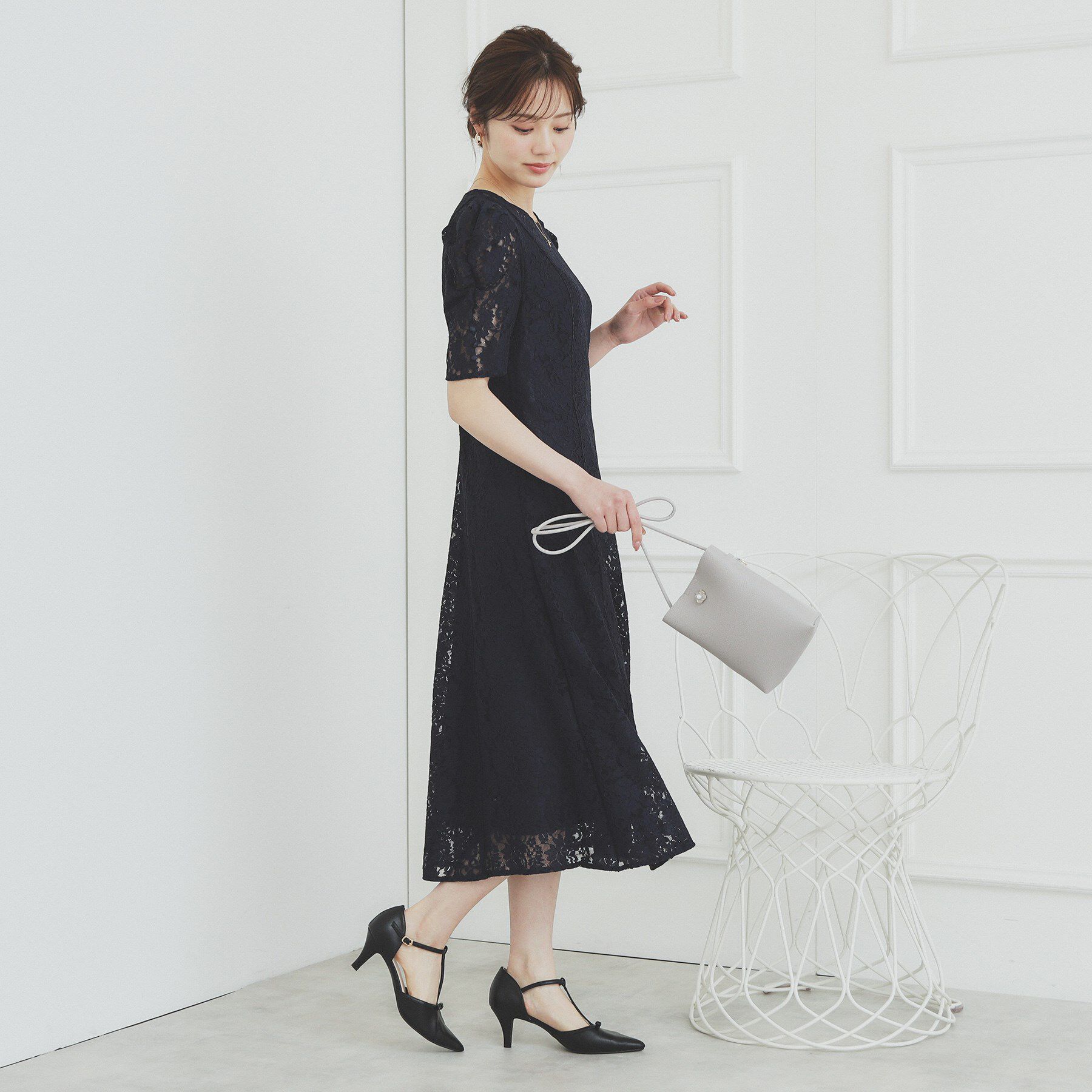 index「総レースギャザースリーブワンピース【洗濯機洗い可】」|ワンピース|