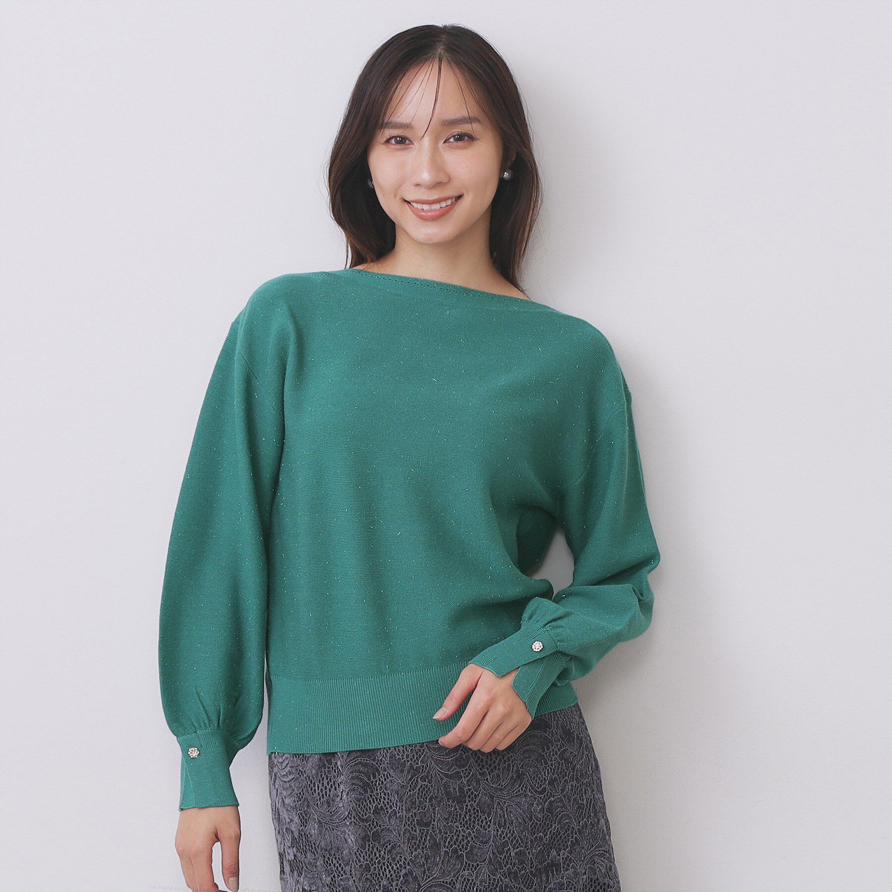 index「ラメガーター編みボートネックニット【洗濯機OK】《8col/XS～LL》」|ニット・セーター|