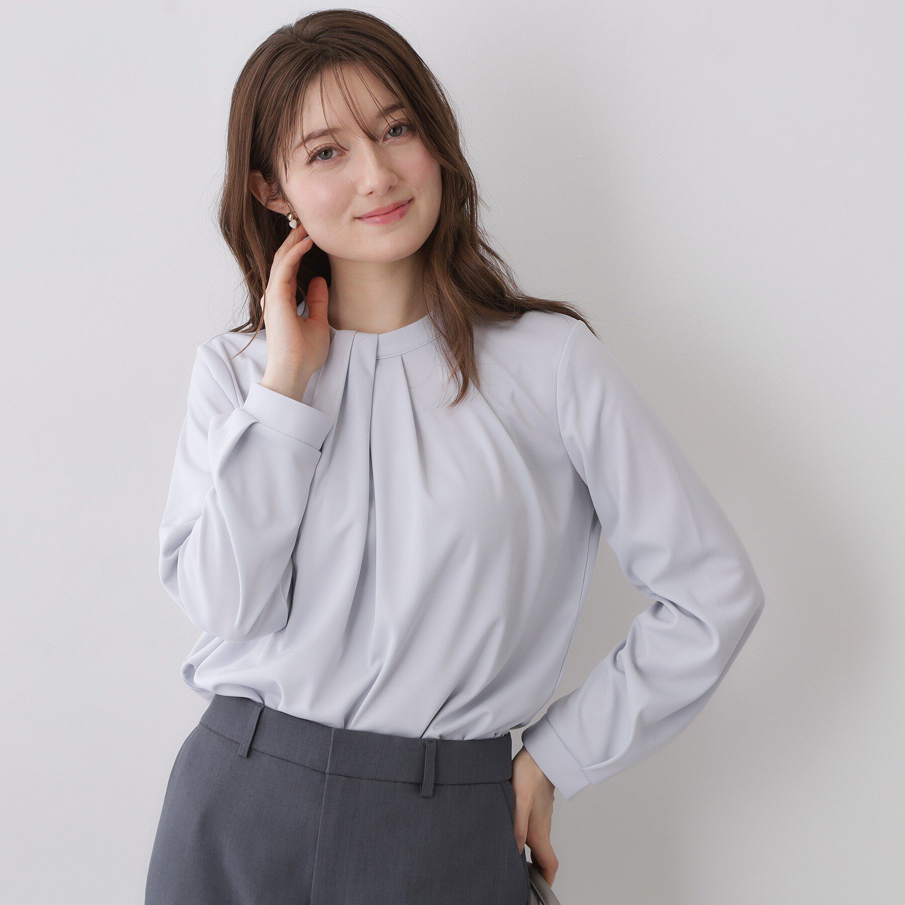 index「ランダムタックトップス【洗濯機OK/吸水速乾/接触冷感/UVケア】《5col》」|Tシャツ・カットソー|サックスブルー(89