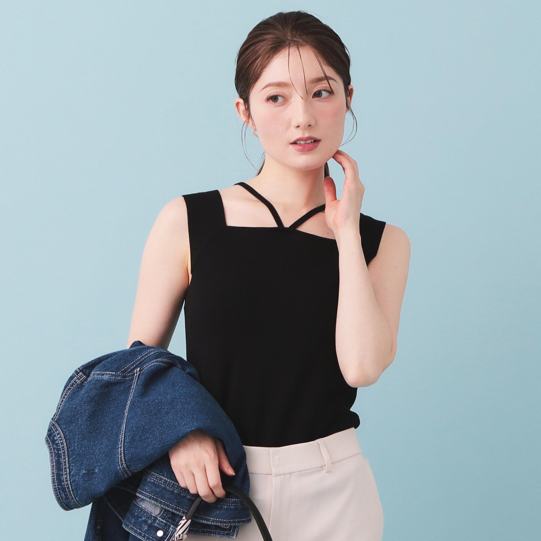 index「2Wayスクエアネックニットタンク【洗濯機OK／坑ピル】」|キャミソール|ブラック(019)