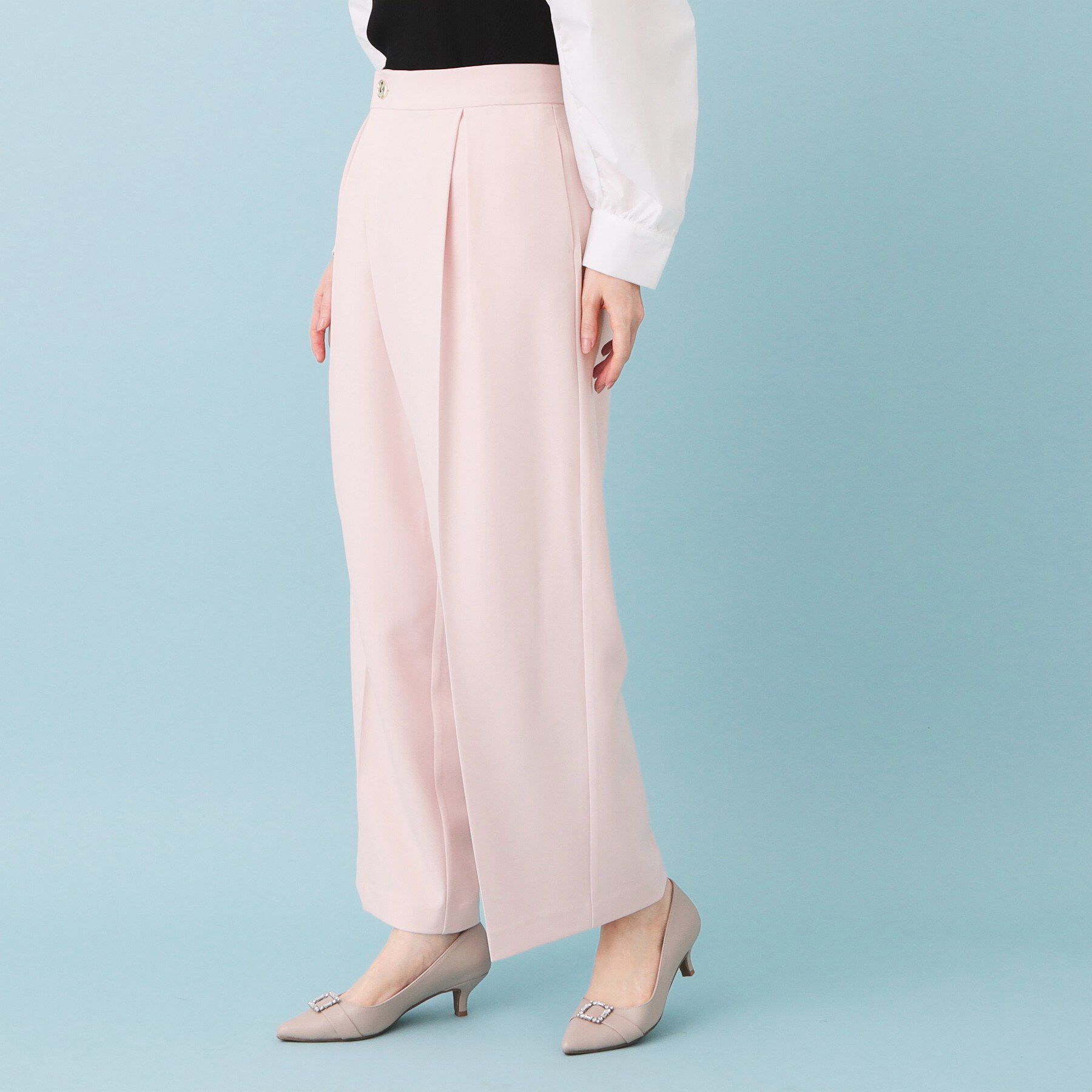 index「フロントラップ風ハイウエストワイド【洗濯機OK／イージーアイロン／ストレッチ】」|その他|