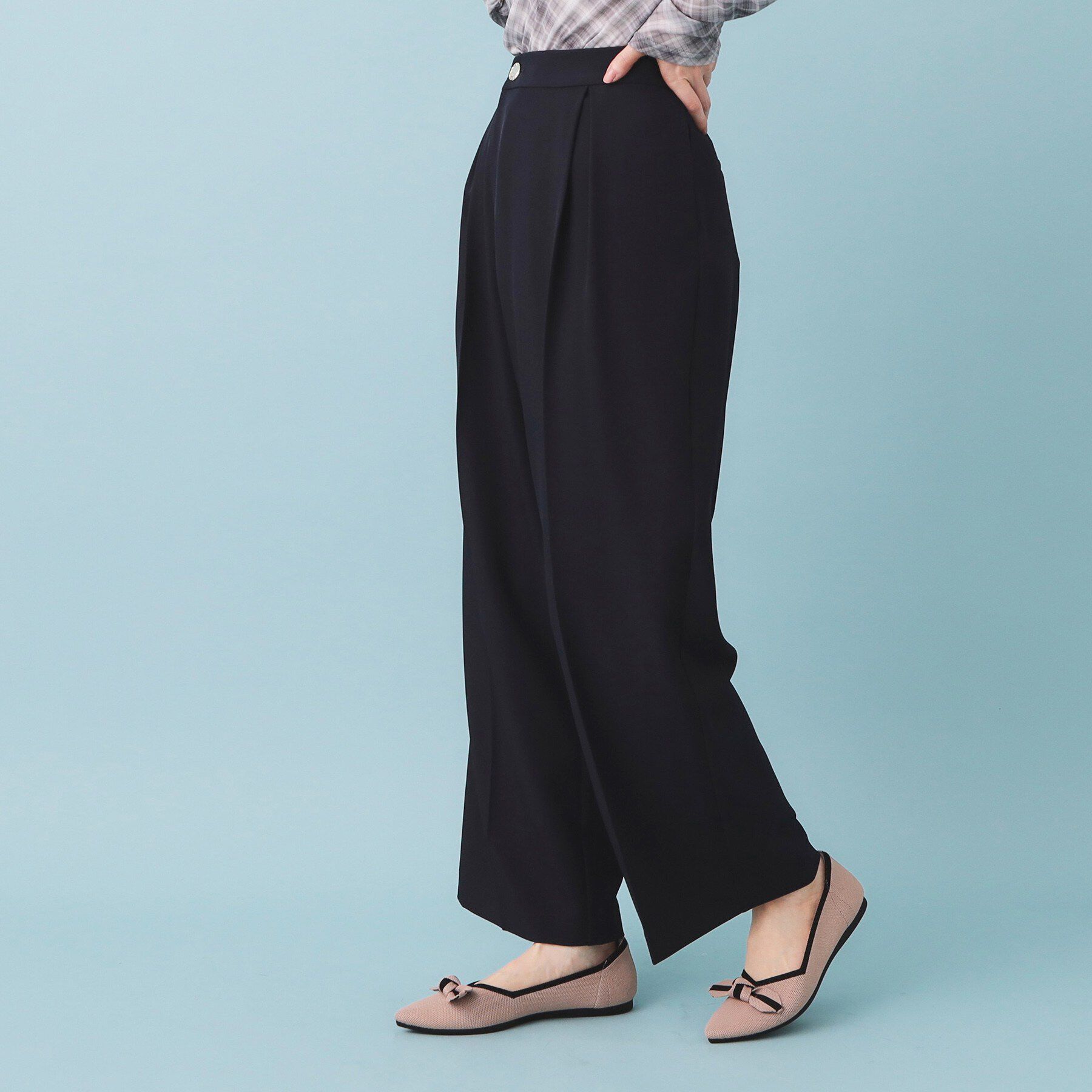 index「フロントラップ風ハイウエストワイド【洗濯機OK／イージーアイロン／ストレッチ】」|その他|