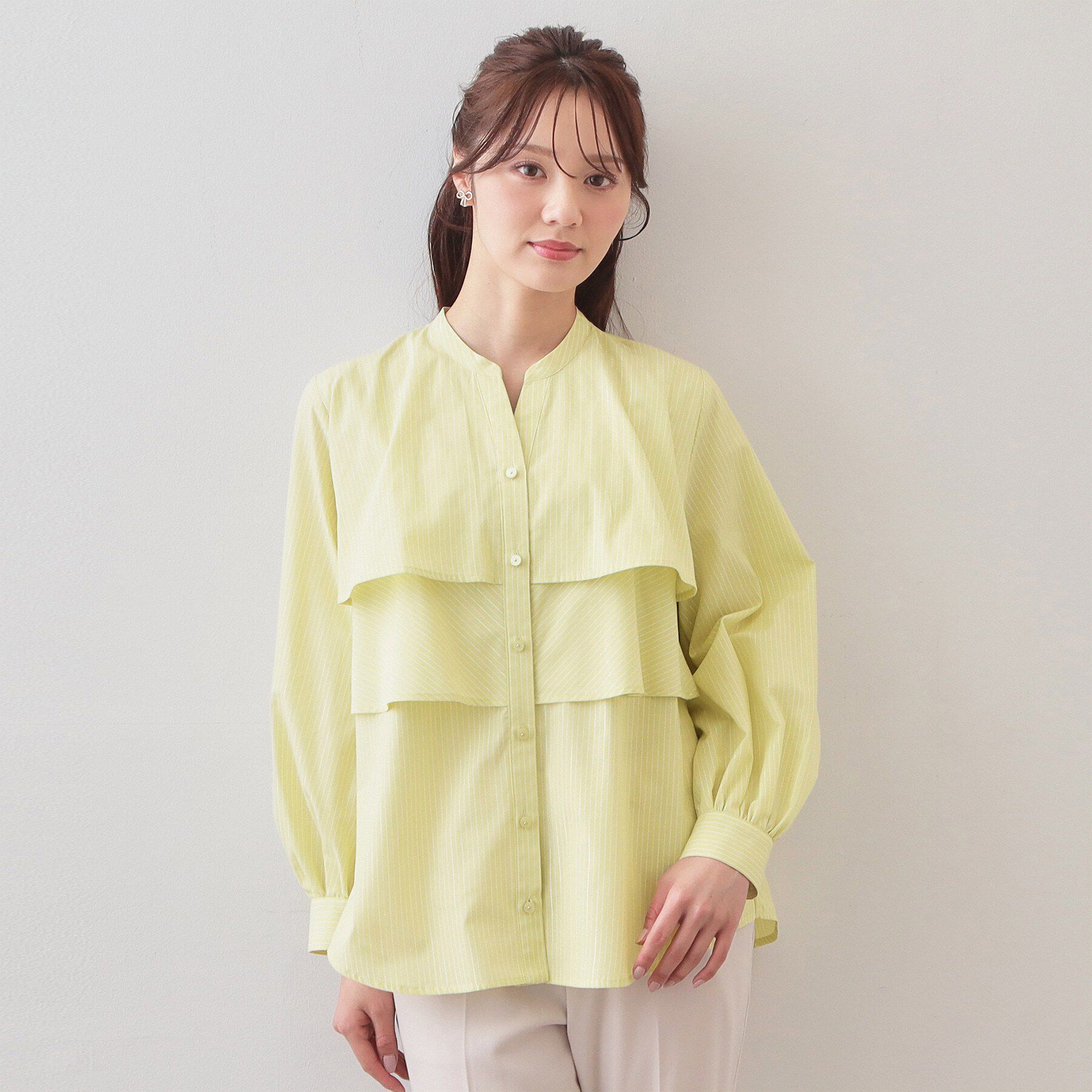 index「フリルキーネックシャツ【洗濯機OK・イージーアイロン・防シワ】」|シャツ・ブラウス|