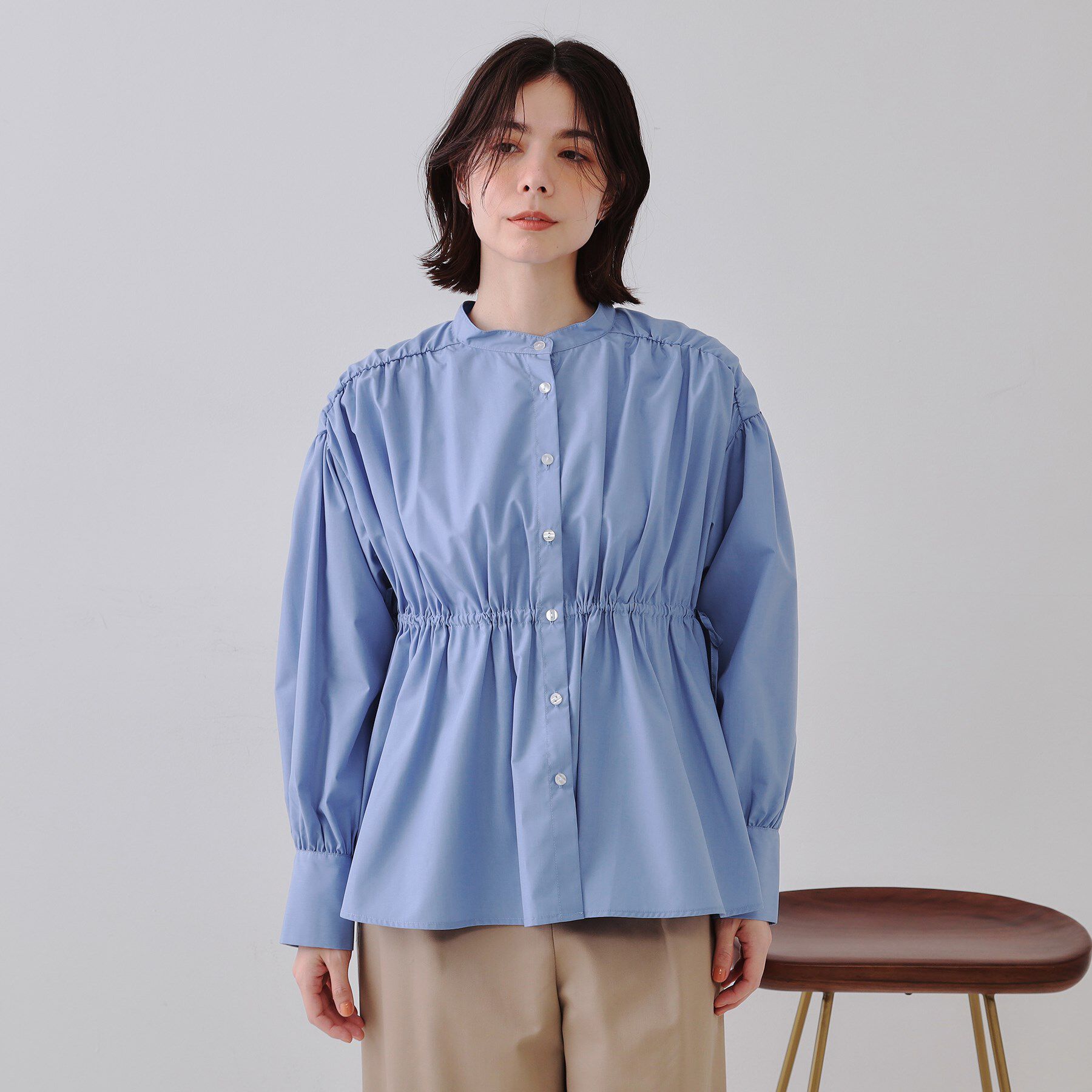 OPAQUE.CLIP「ウエストリボンペプラムシャツ【洗濯機洗い可】」|シャツ・ブラウス|