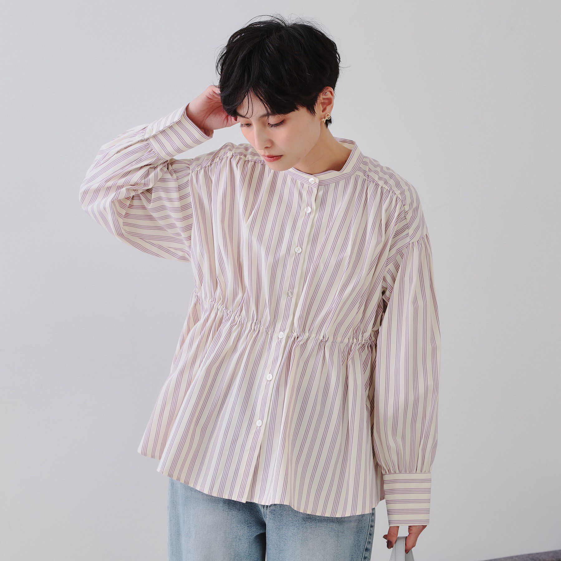 OPAQUE.CLIP「ウエストリボンペプラムシャツ【洗濯機洗い可】」|シャツ・ブラウス|