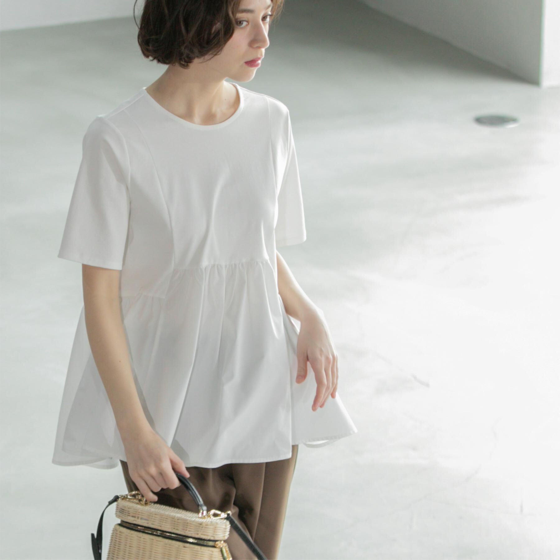 OPAQUE.CLIP「ペプラムドッキングカットソー【洗濯機洗い可】」|Tシャツ・カットソー|