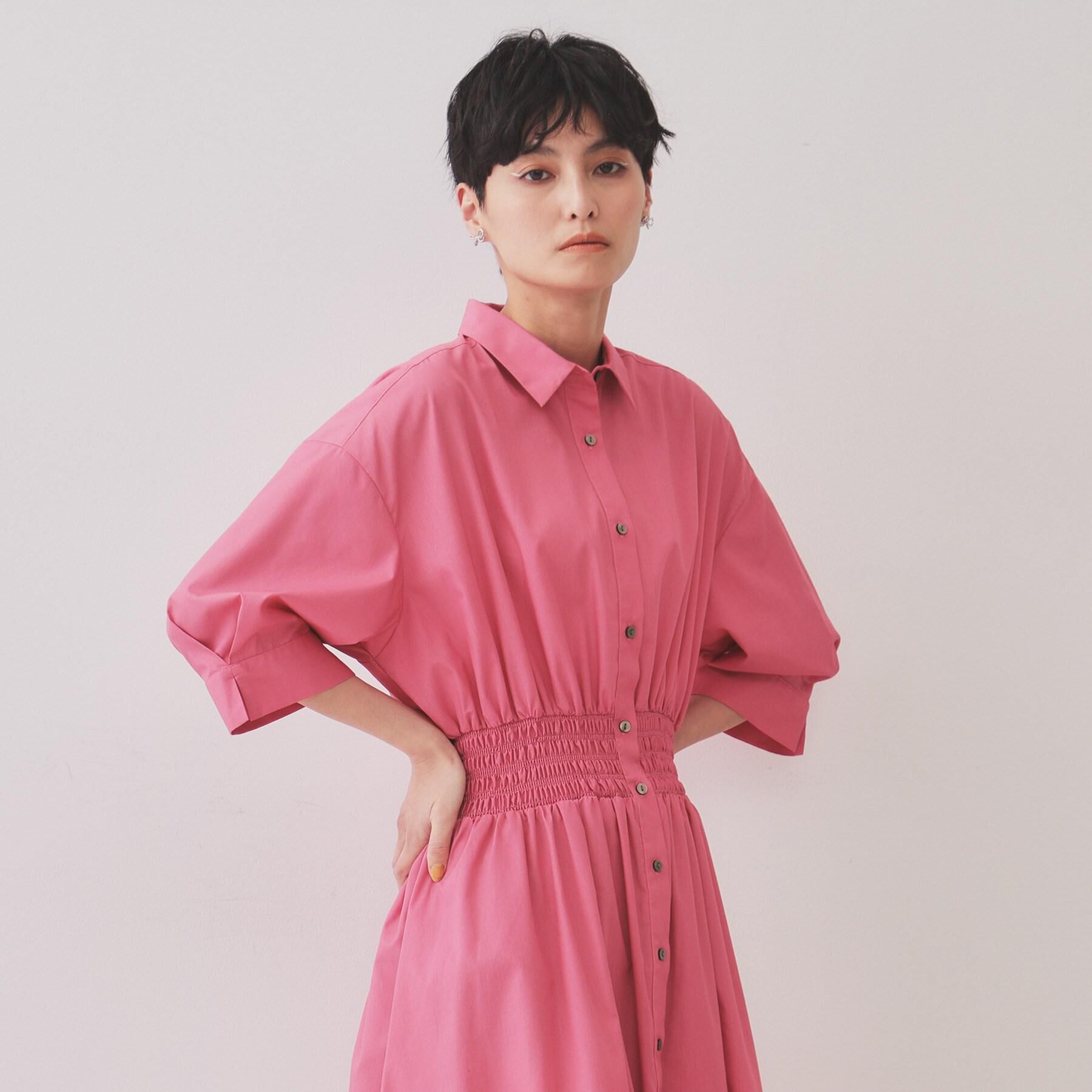 OPAQUE.CLIP「《5色展開》フィット＆フレアシャツワンピース【洗濯機洗い可】」|ワンピース|