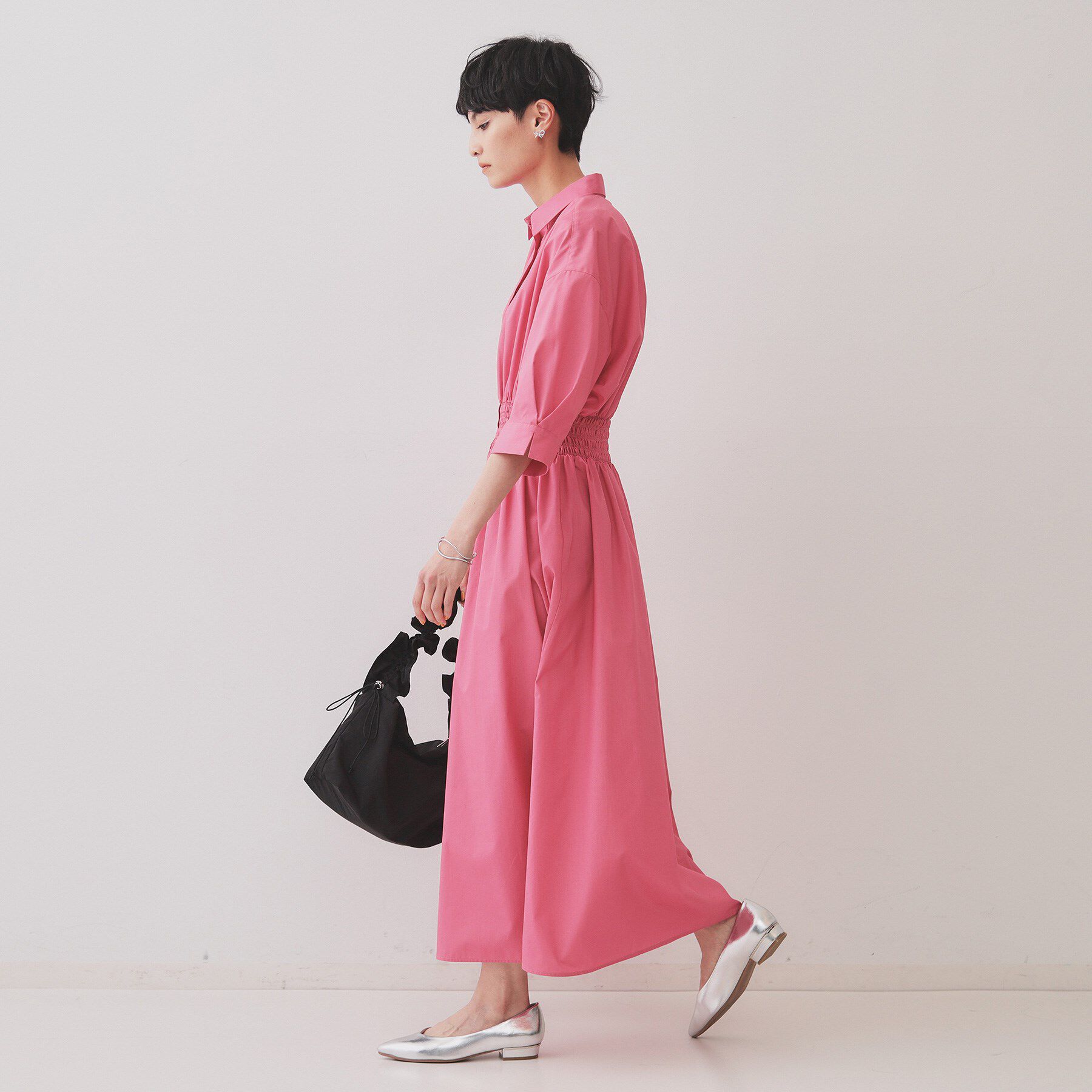 OPAQUE.CLIP「《5色展開》フィット＆フレアシャツワンピース【洗濯機洗い可】」|ワンピース|