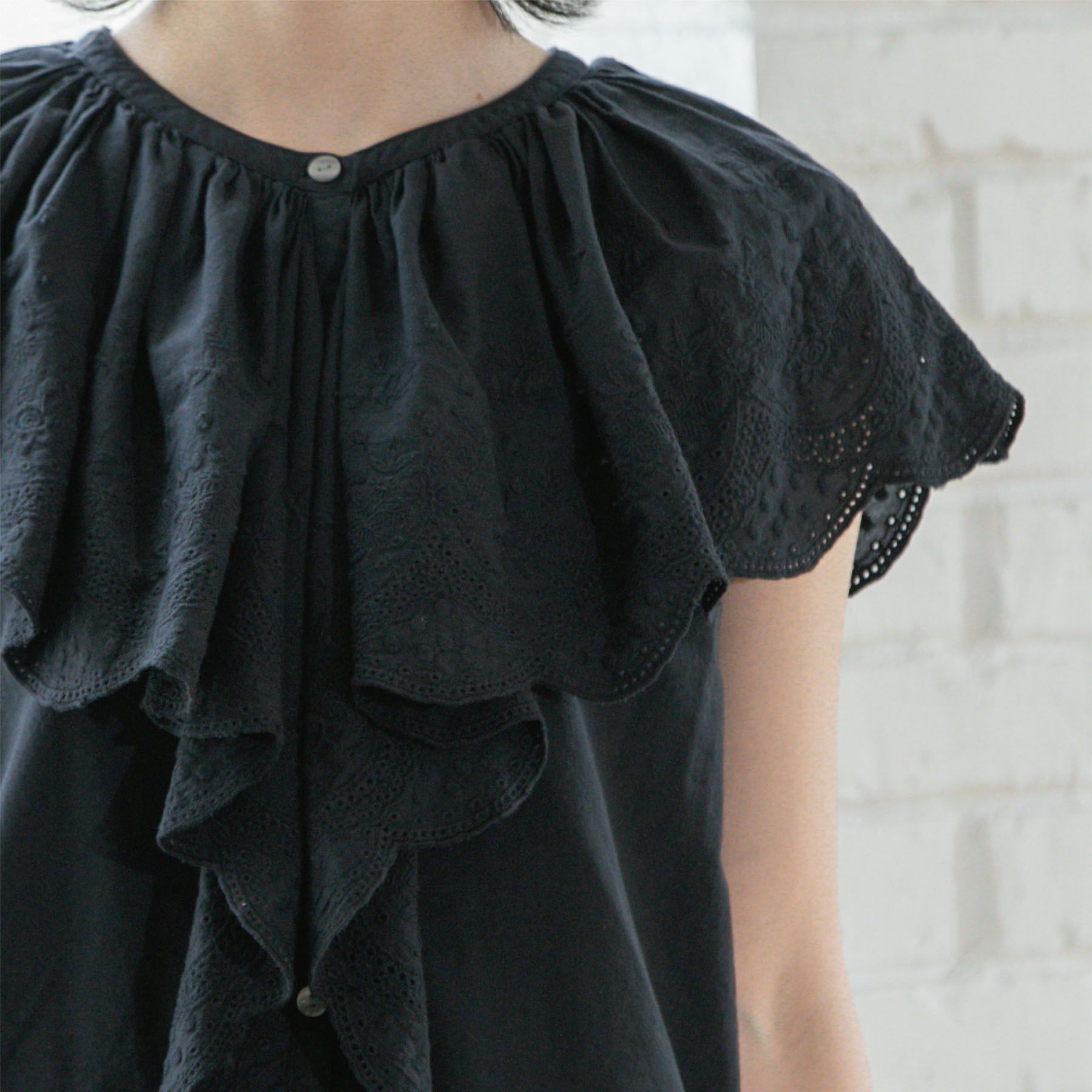 OPAQUE.CLIP「刺繍レースカラーブラウス」|シャツ・ブラウス|