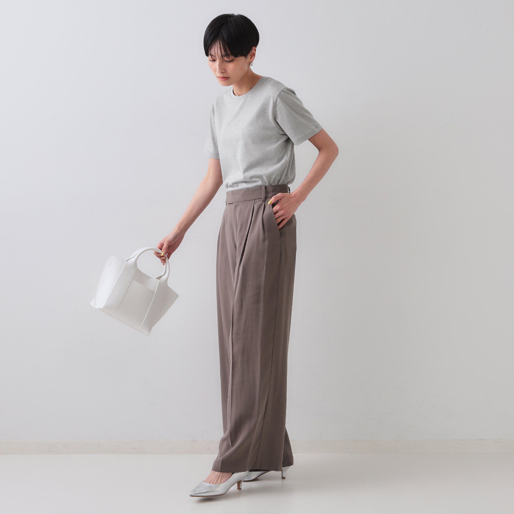 OPAQUE.CLIP「ラメベーシックTシャツ【洗濯機洗い可】」|Tシャツ・カットソー|