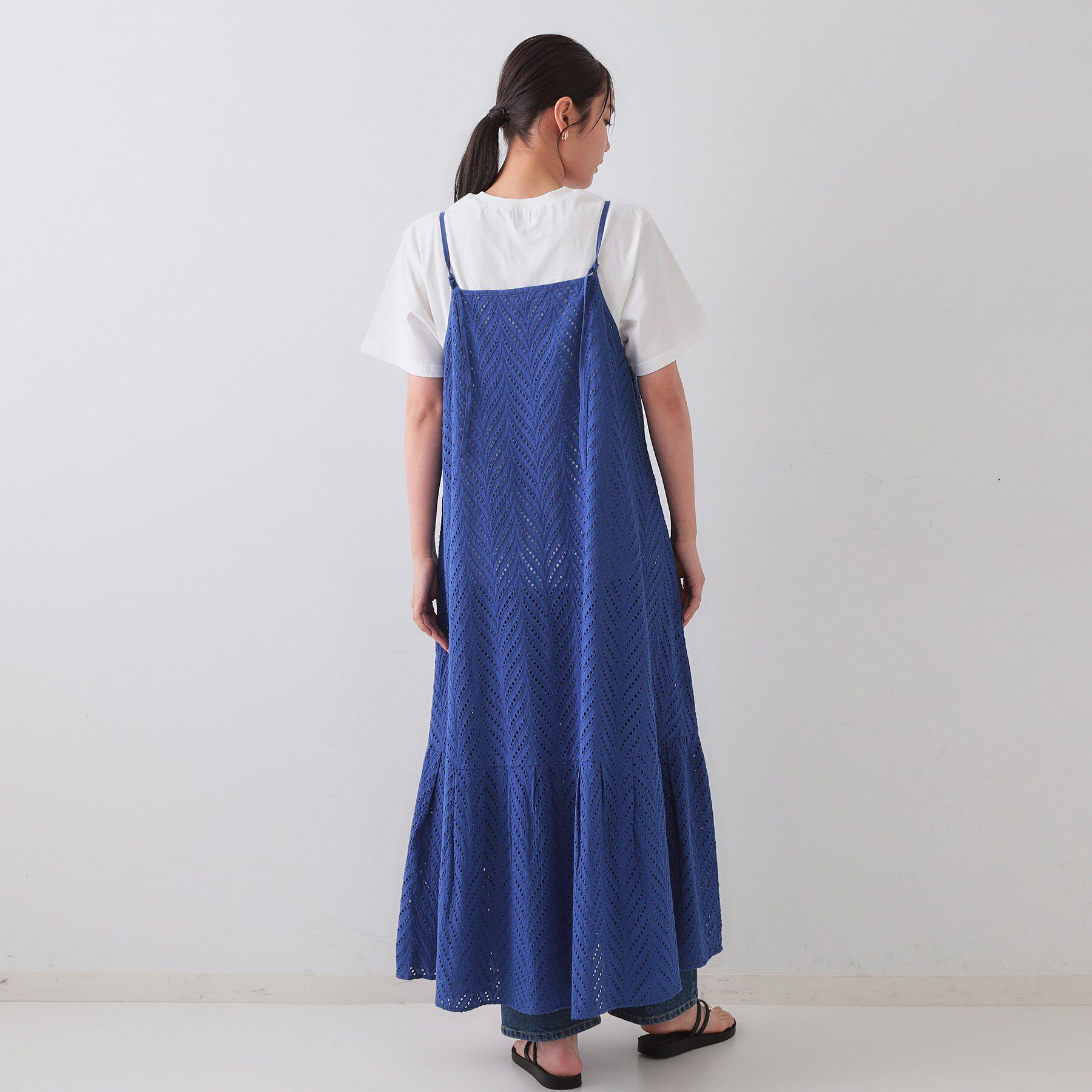 OPAQUE.CLIP「インドコットンアイレット刺繍キャミワンピース【洗える】」|ワンピース|