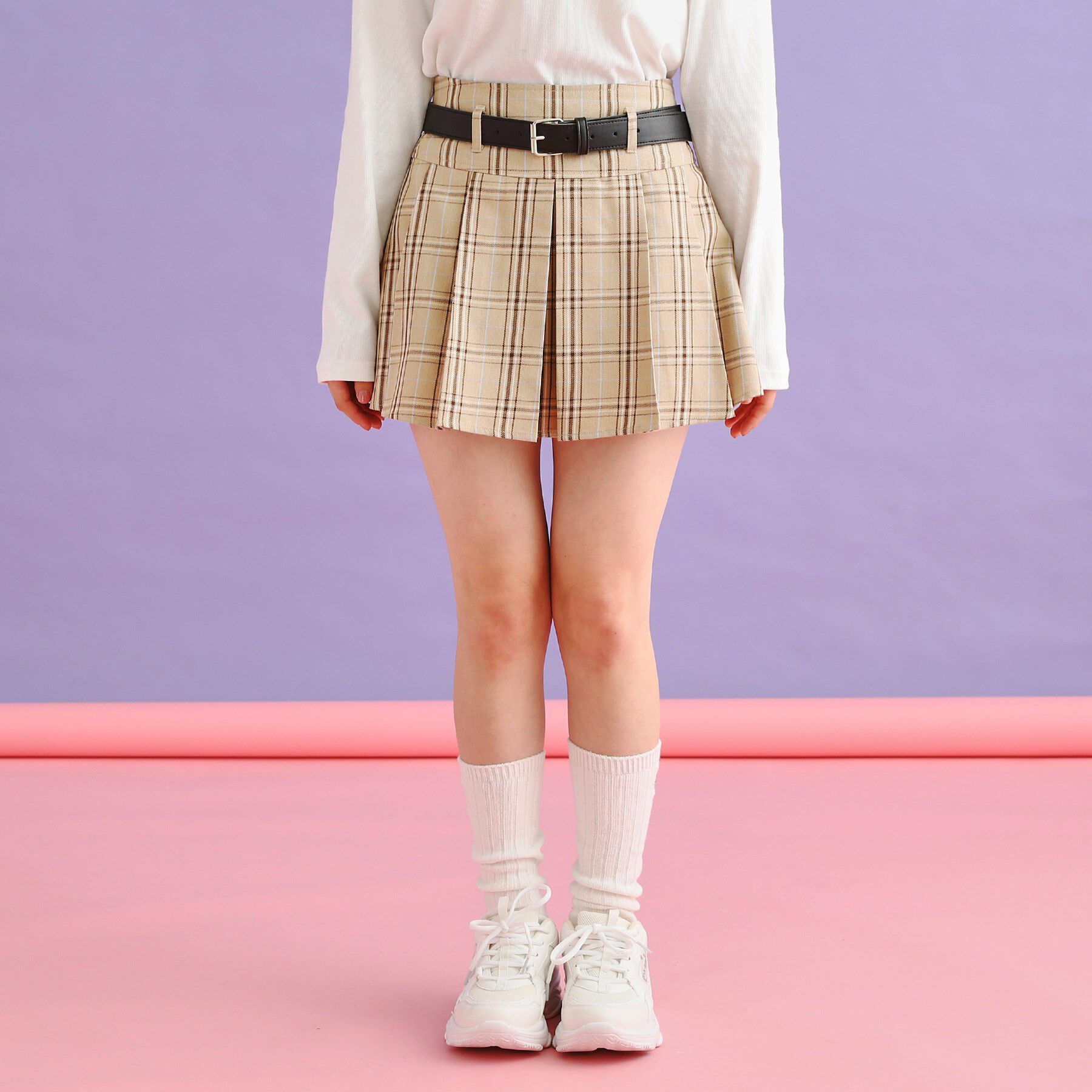 PINK-latte「◆ベルト付きプリーツスカート」|スカート|