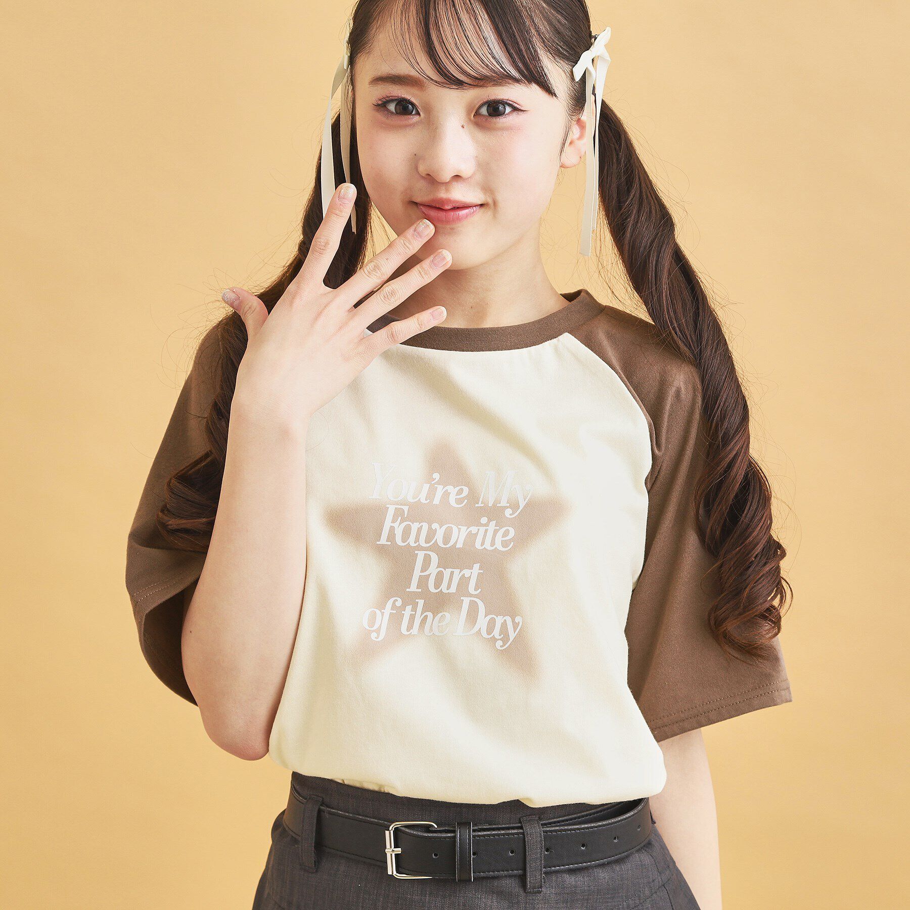 PINK-latte「◆スプレー星ラグランTシャツ」|Tシャツ・カットソー|