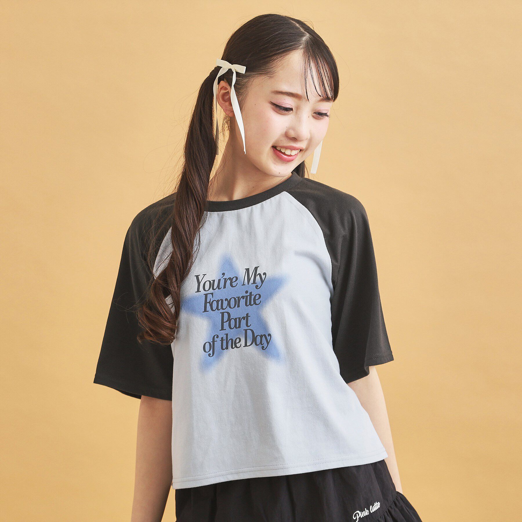 PINK-latte「◆スプレー星ラグランTシャツ」|Tシャツ・カットソー|