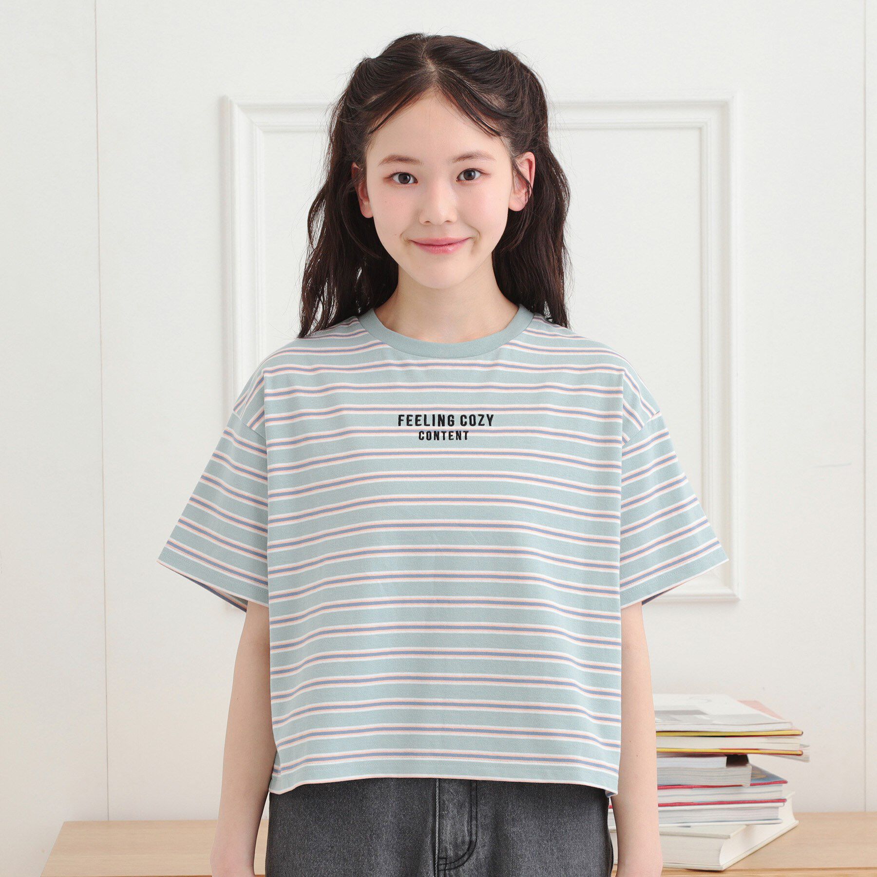 PINK-latte「◆クロップドボーダーTシャツ」|Tシャツ・カットソー|