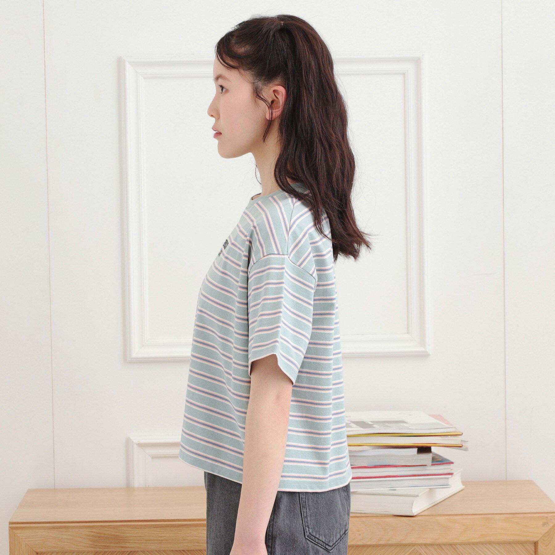 PINK-latte「◆クロップドボーダーTシャツ」|Tシャツ・カットソー|