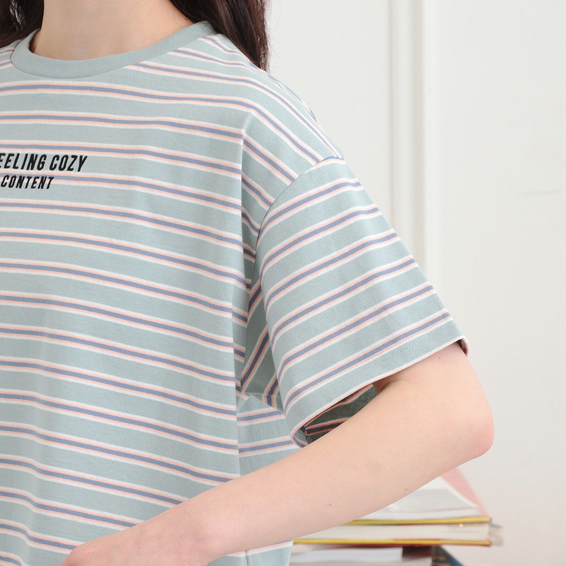 PINK-latte「◆クロップドボーダーTシャツ」|Tシャツ・カットソー|
