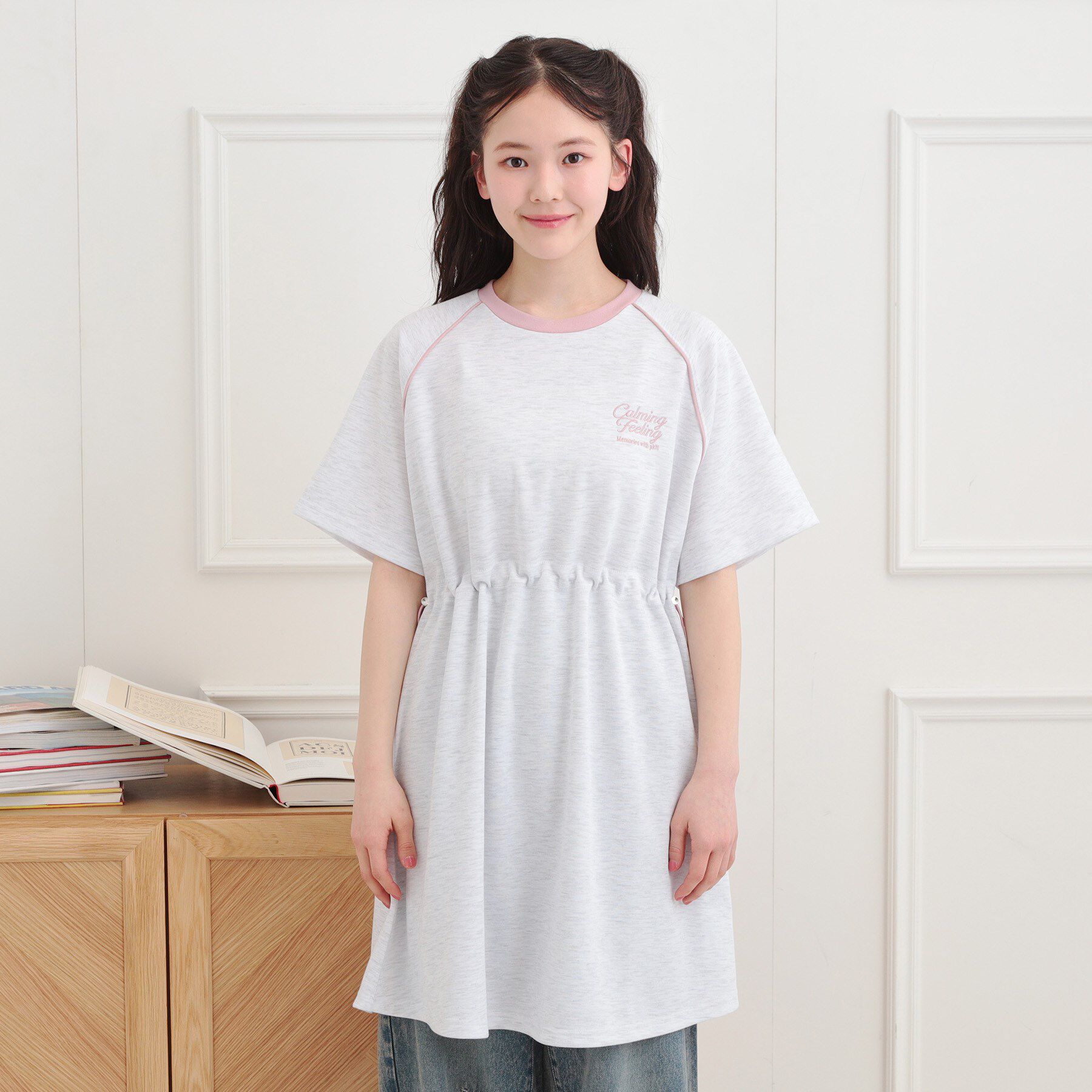 PINK-latte「パイピングドロストTシャツワンピース」|ワンピース|