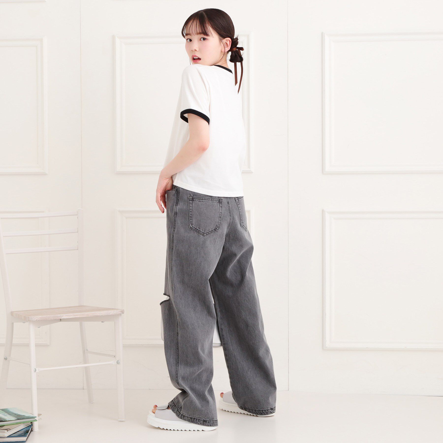 PINK-latte「膝ダメージデニムパンツ」|その他|