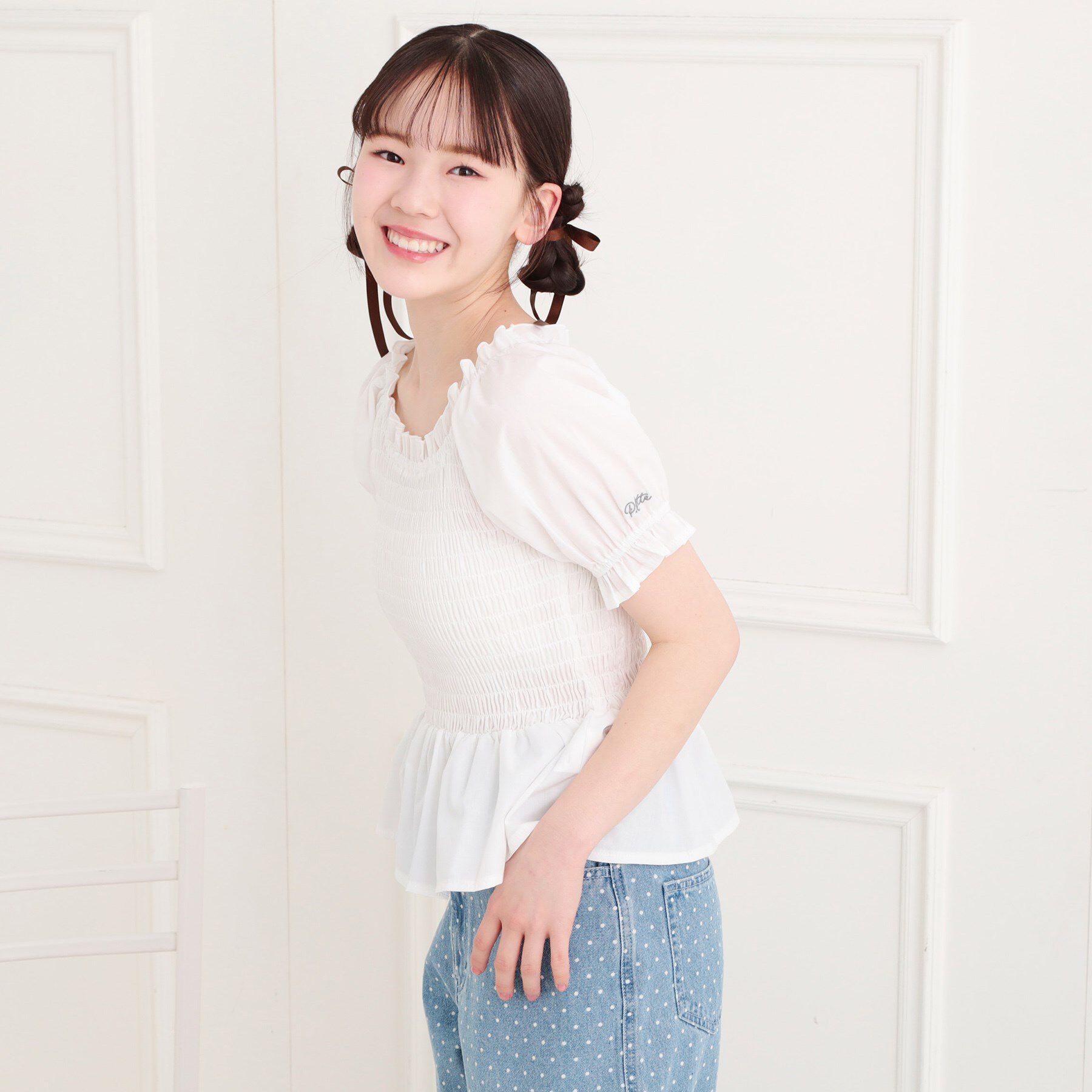 PINK-latte「2WAYシャーリングブラウス」|シャツ・ブラウス|