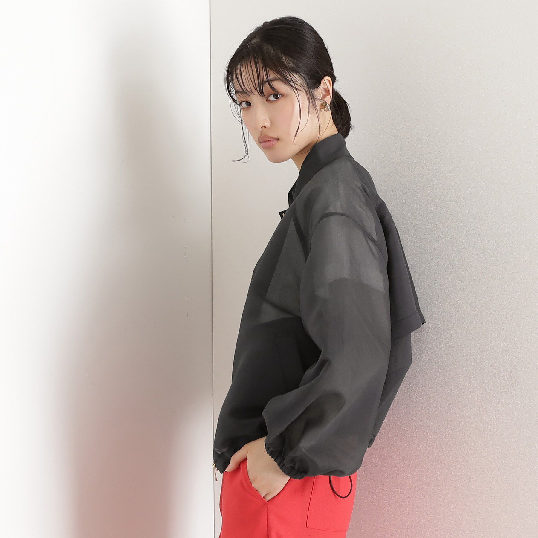 THE SHOP TK「シアースタンドカラーブルゾン【洗える】」|ブルゾン・スタジャン|