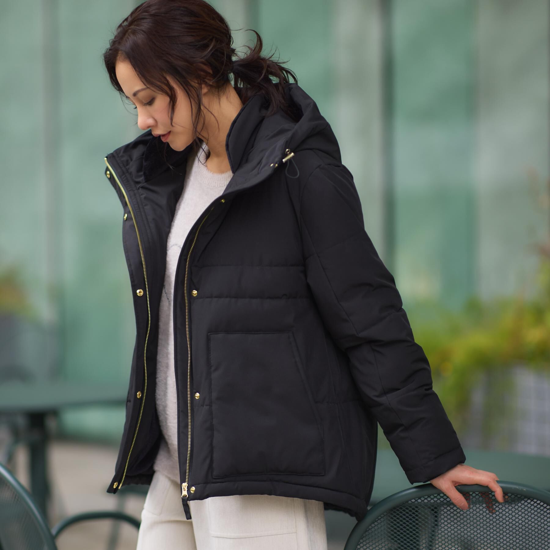 THE SHOP TK「【すっきり見えシルエット】上品ふわもこ中綿ブルゾン」|ダウン|