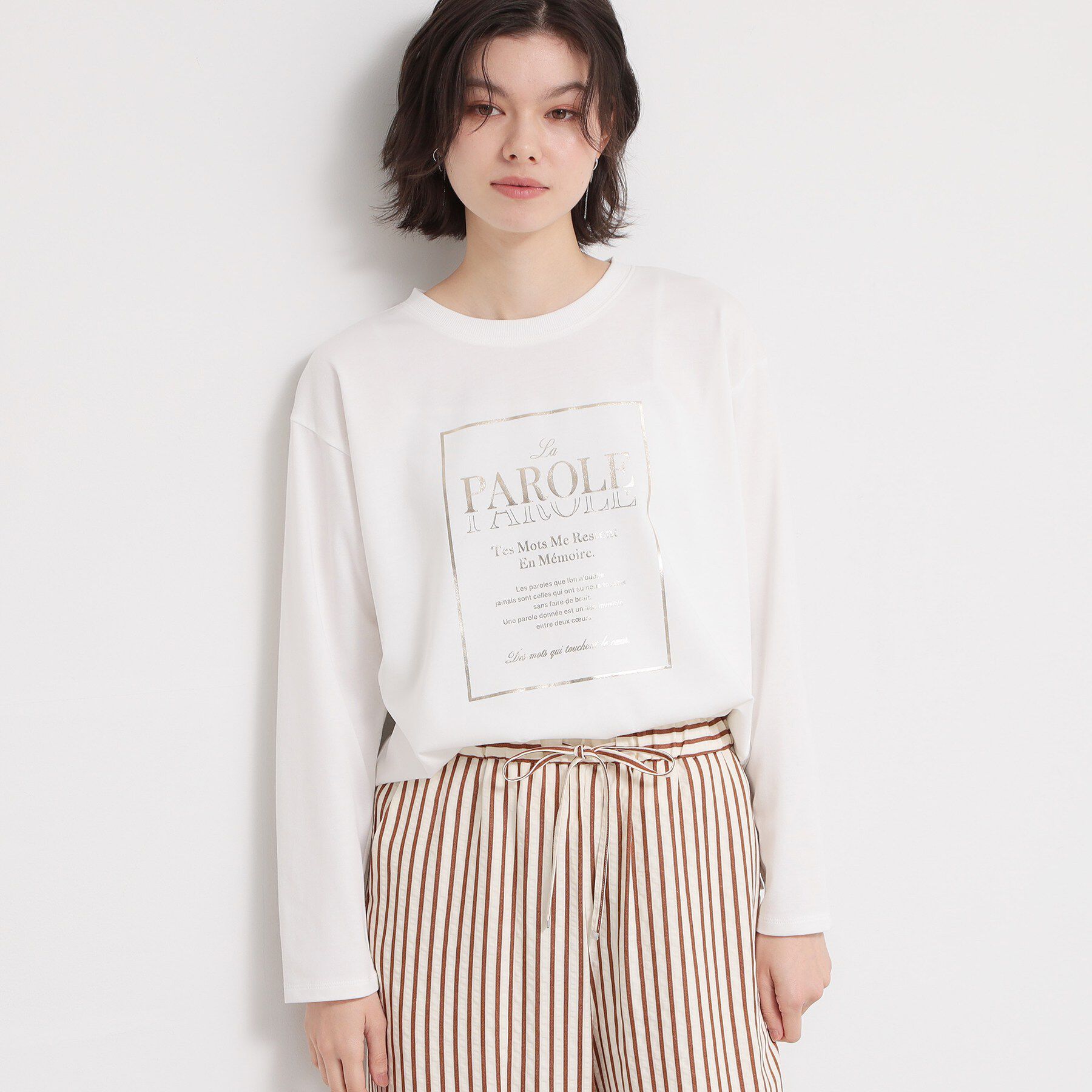 THE SHOP TK「ロゴ箔プリントロンTee」|Tシャツ・カットソー|オフホワイト(003