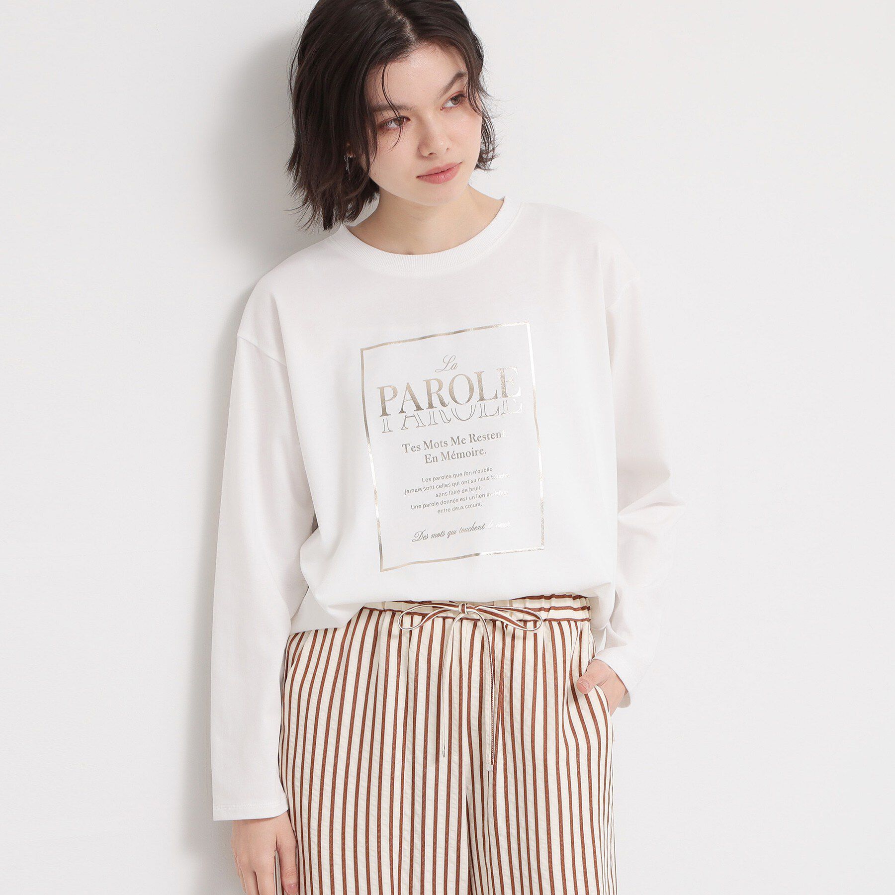 THE SHOP TK「ロゴ箔プリントロンTee」|Tシャツ・カットソー|