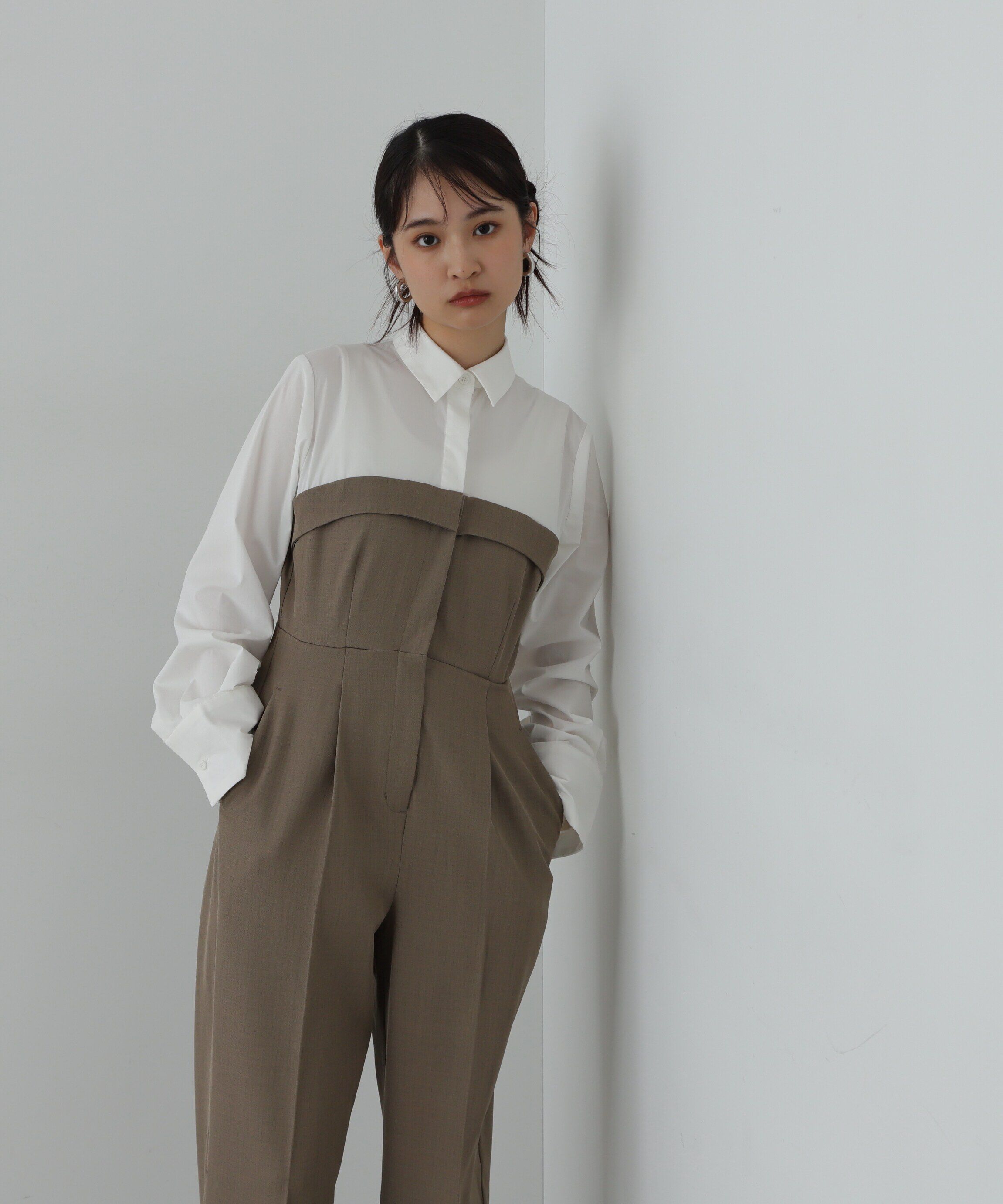  「シャツドッキングテイラードジャンプスーツ《S Size Line》」|ワンピース|