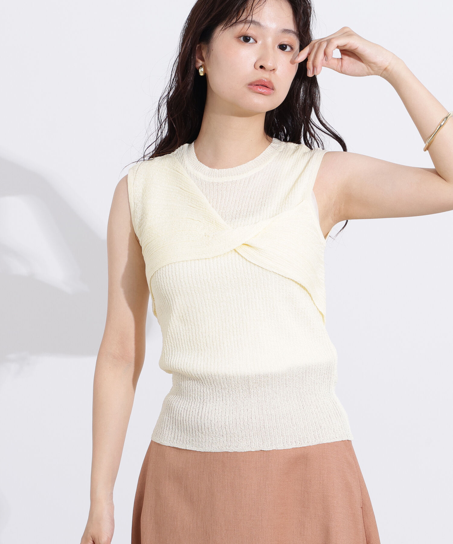  「フロントツイストリブニット」|ニット・セーター|クリームイエ