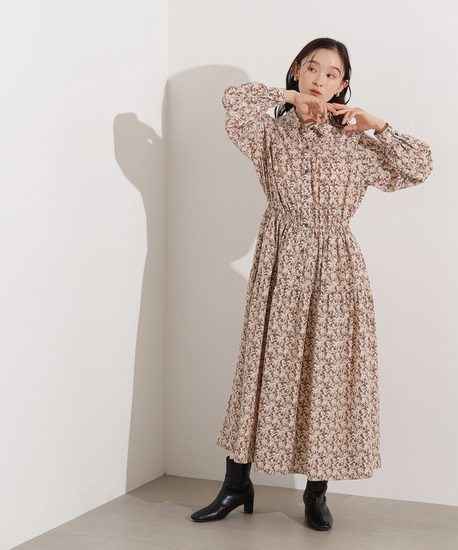  「ヴィンテージフラワーシャツワンピース」|ワンピース|