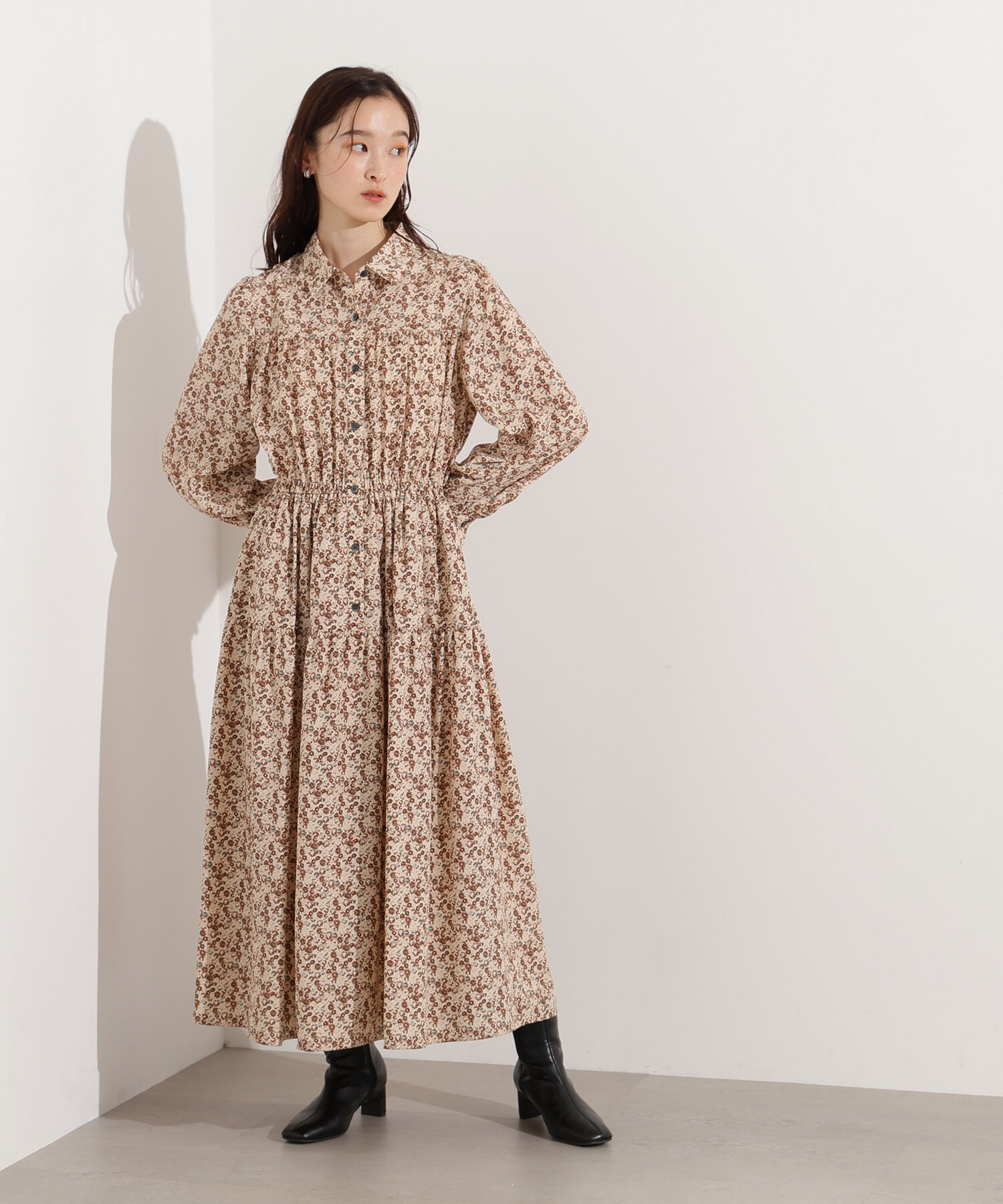  「ヴィンテージフラワーシャツワンピース」|ワンピース|