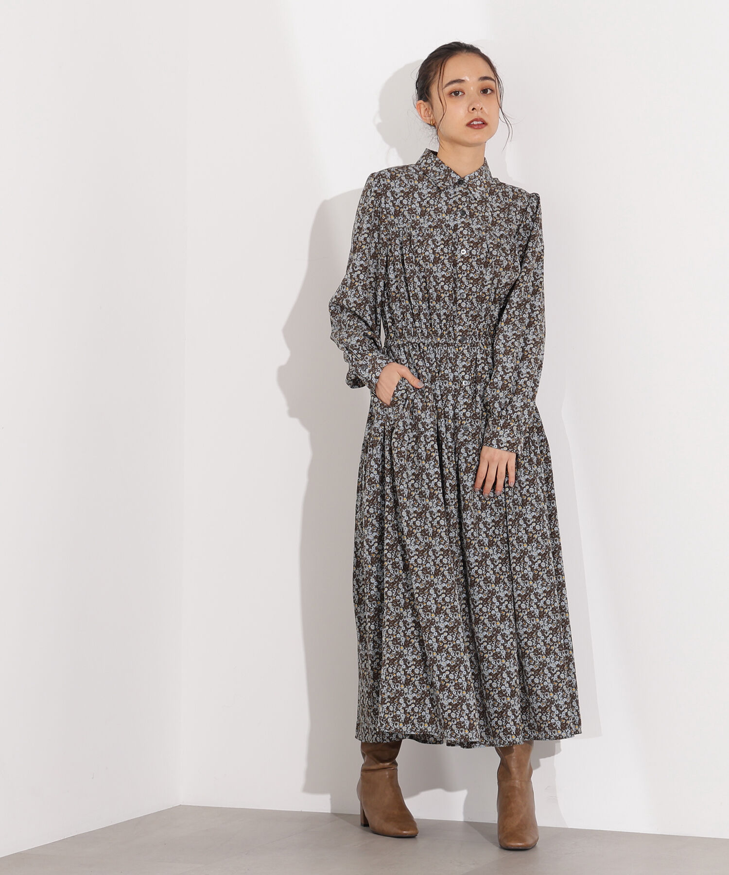  「ヴィンテージフラワーシャツワンピース」|ワンピース|