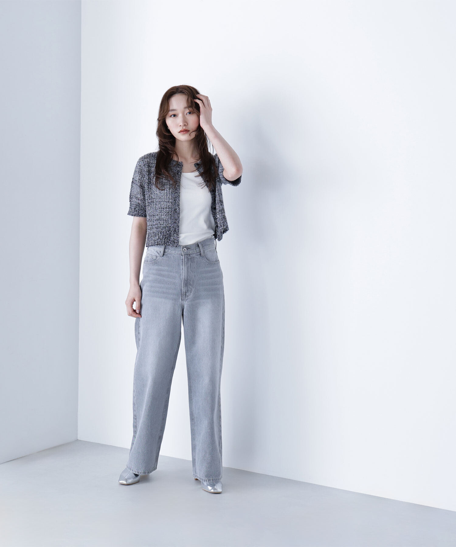  「フィルムラメカーデセットニットワンピース」|ワンピース|