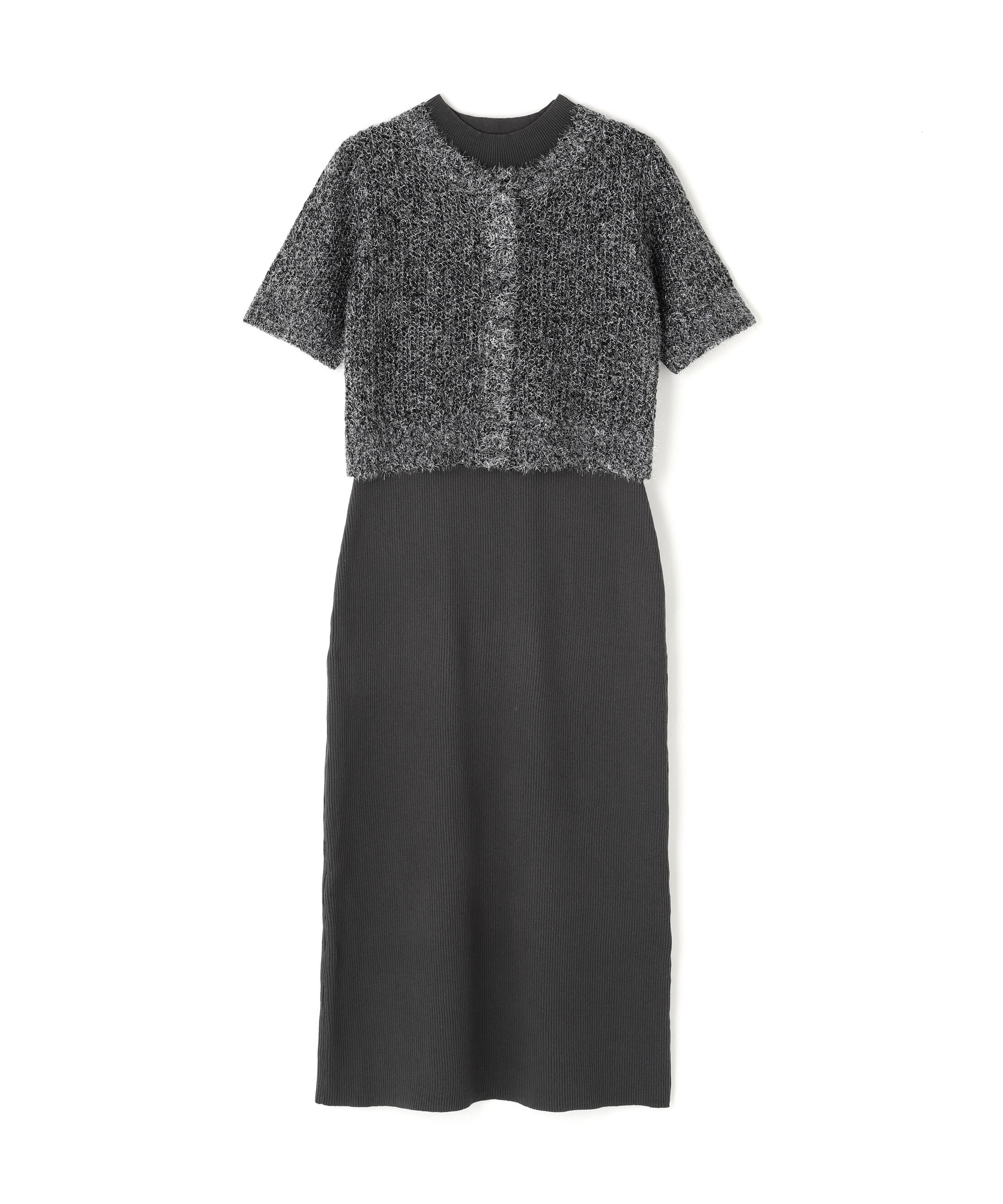  「フィルムラメカーデセットニットワンピース」|ワンピース|