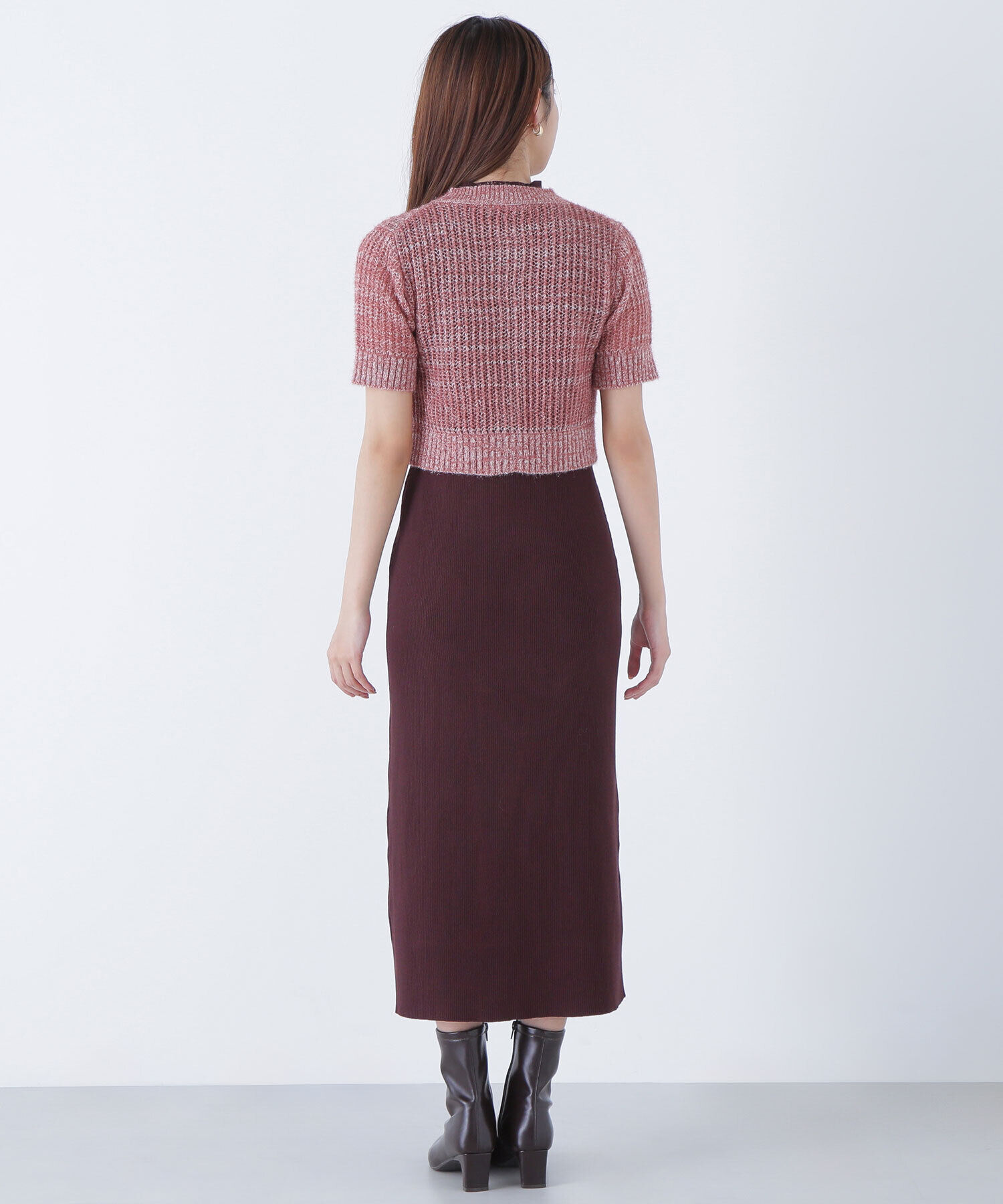  「フィルムラメカーデセットニットワンピース」|ワンピース|