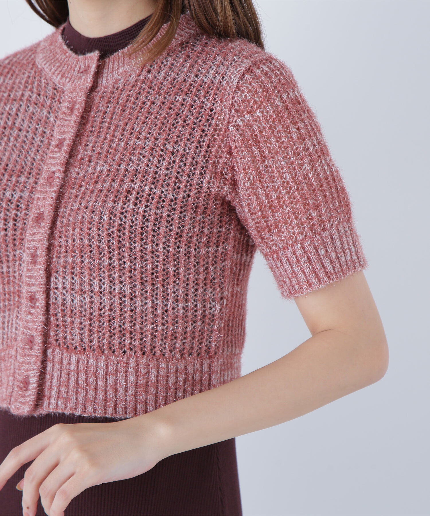  「フィルムラメカーデセットニットワンピース」|ワンピース|