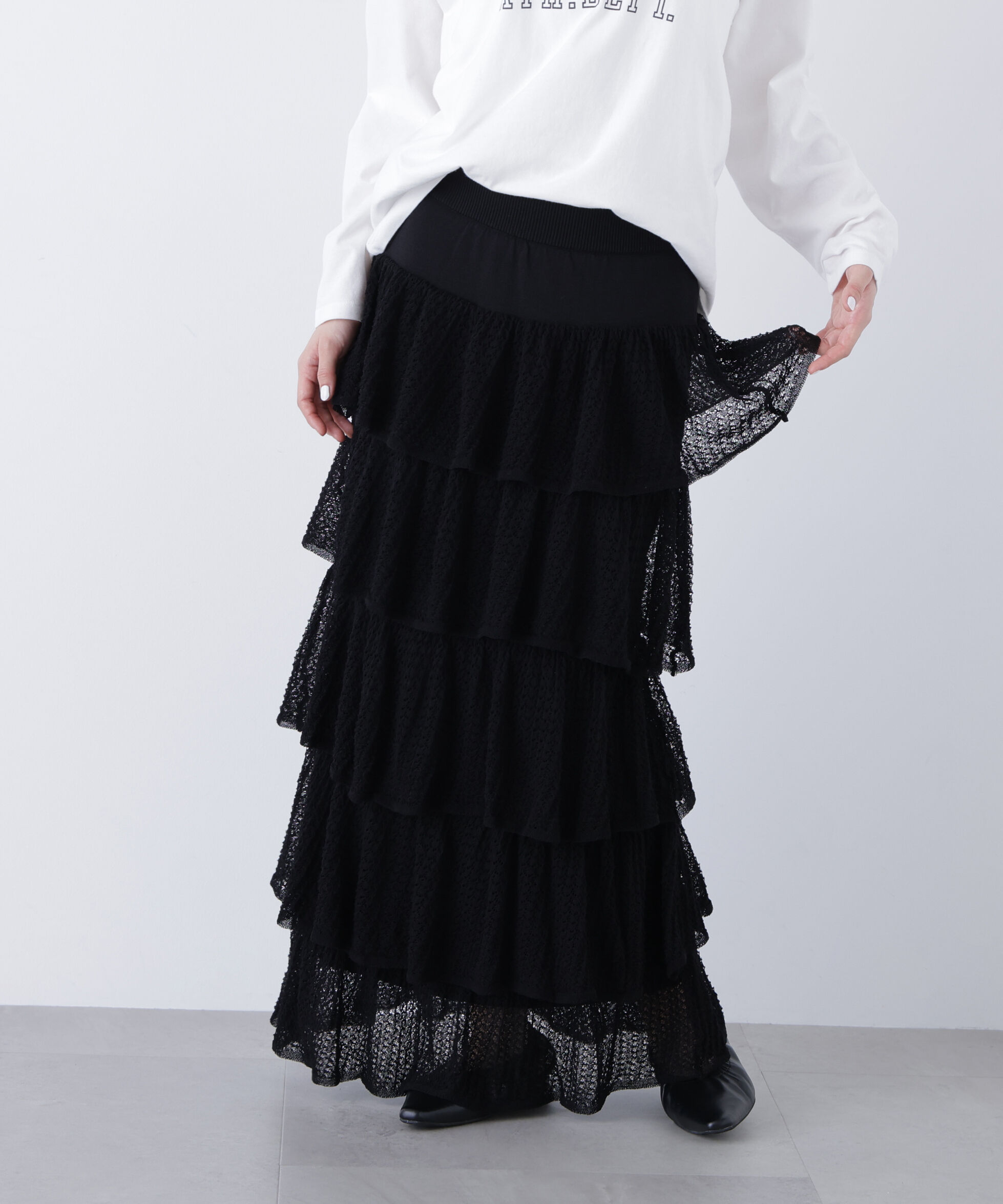  「〈N.〉ティアードニットスカート」|スカート|ブラック