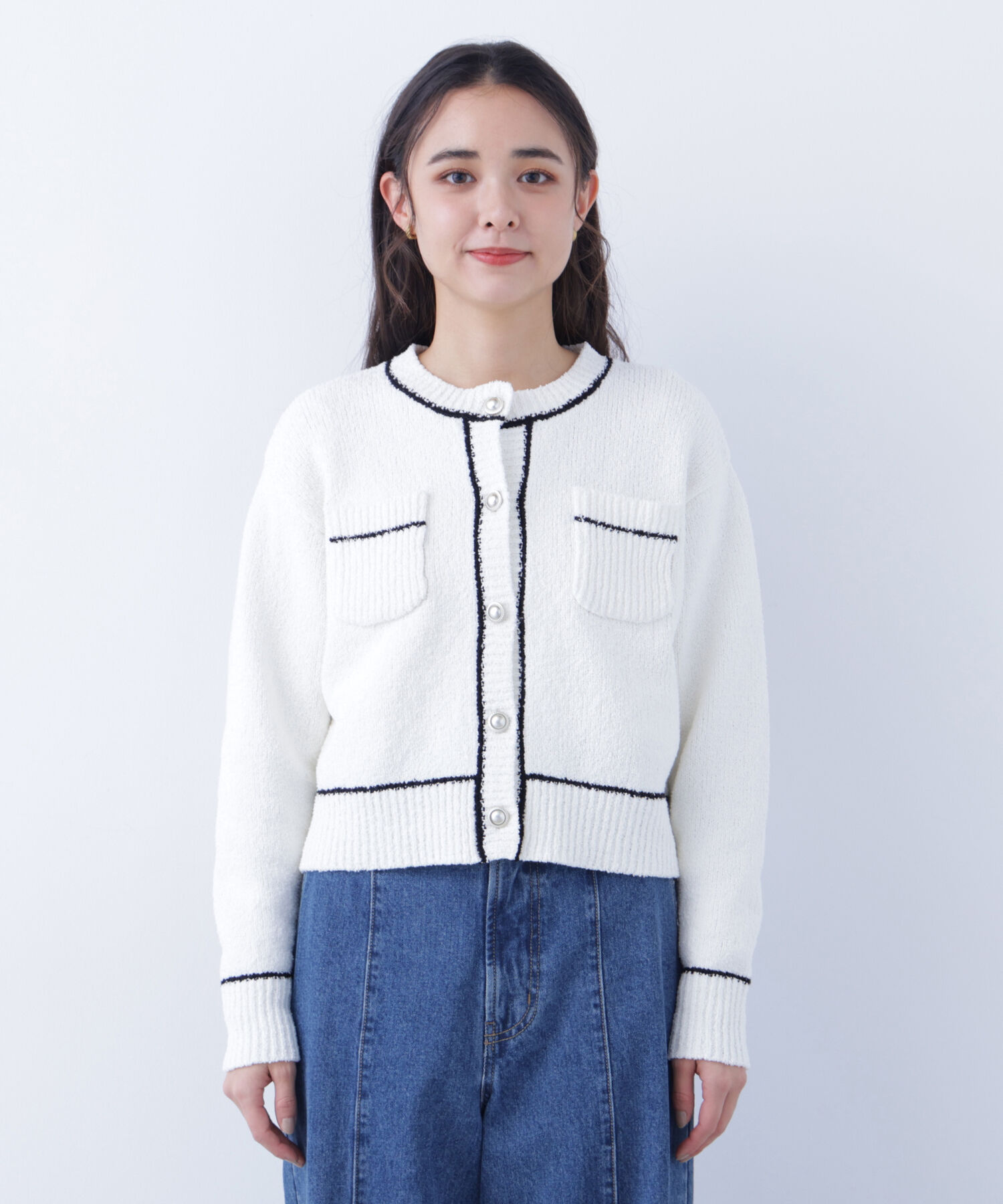  「〈N.〉バイカラーラインポケットカーディガン」|ニット・セーター|