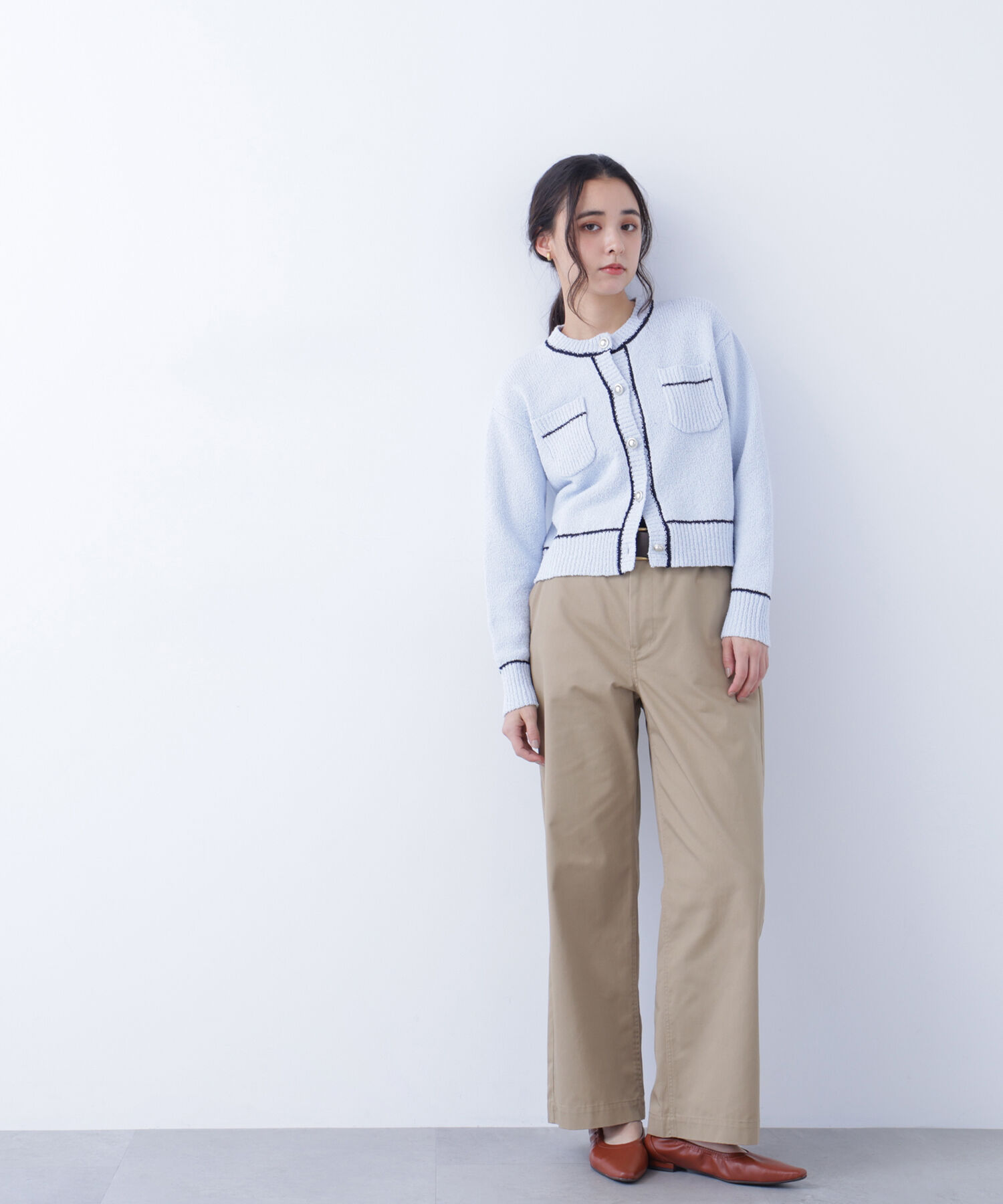  「〈N.〉バイカラーラインポケットカーディガン」|ニット・セーター|