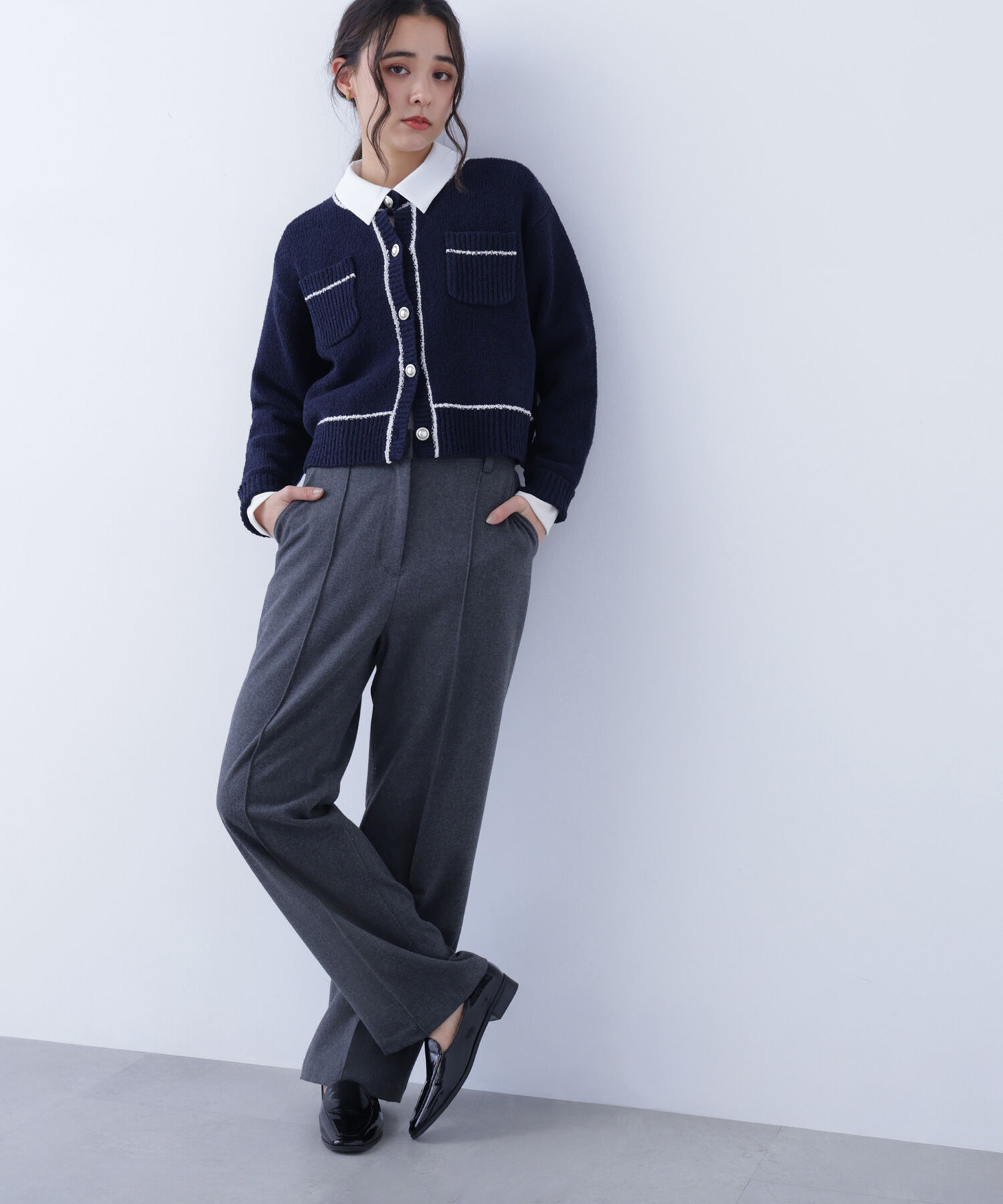  「〈N.〉バイカラーラインポケットカーディガン」|ニット・セーター|