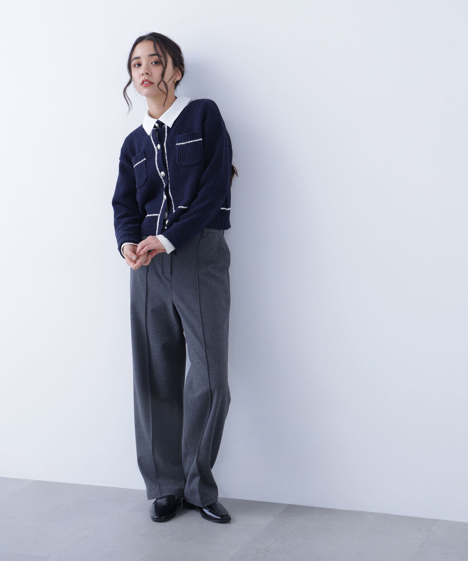  「〈N.〉バイカラーラインポケットカーディガン」|ニット・セーター|