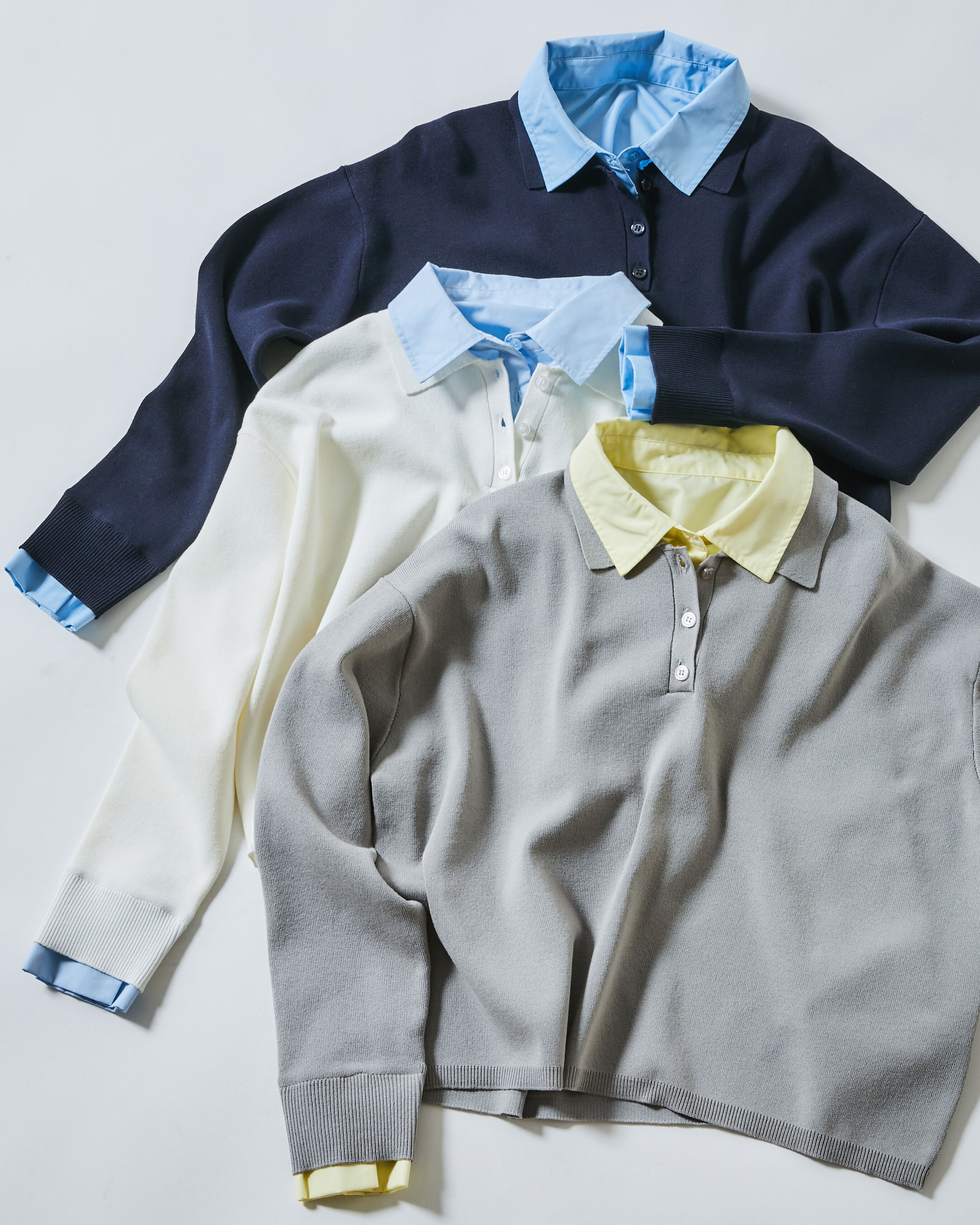  「〈N.〉シャツレイヤードニット」|ニット・セーター|グレー