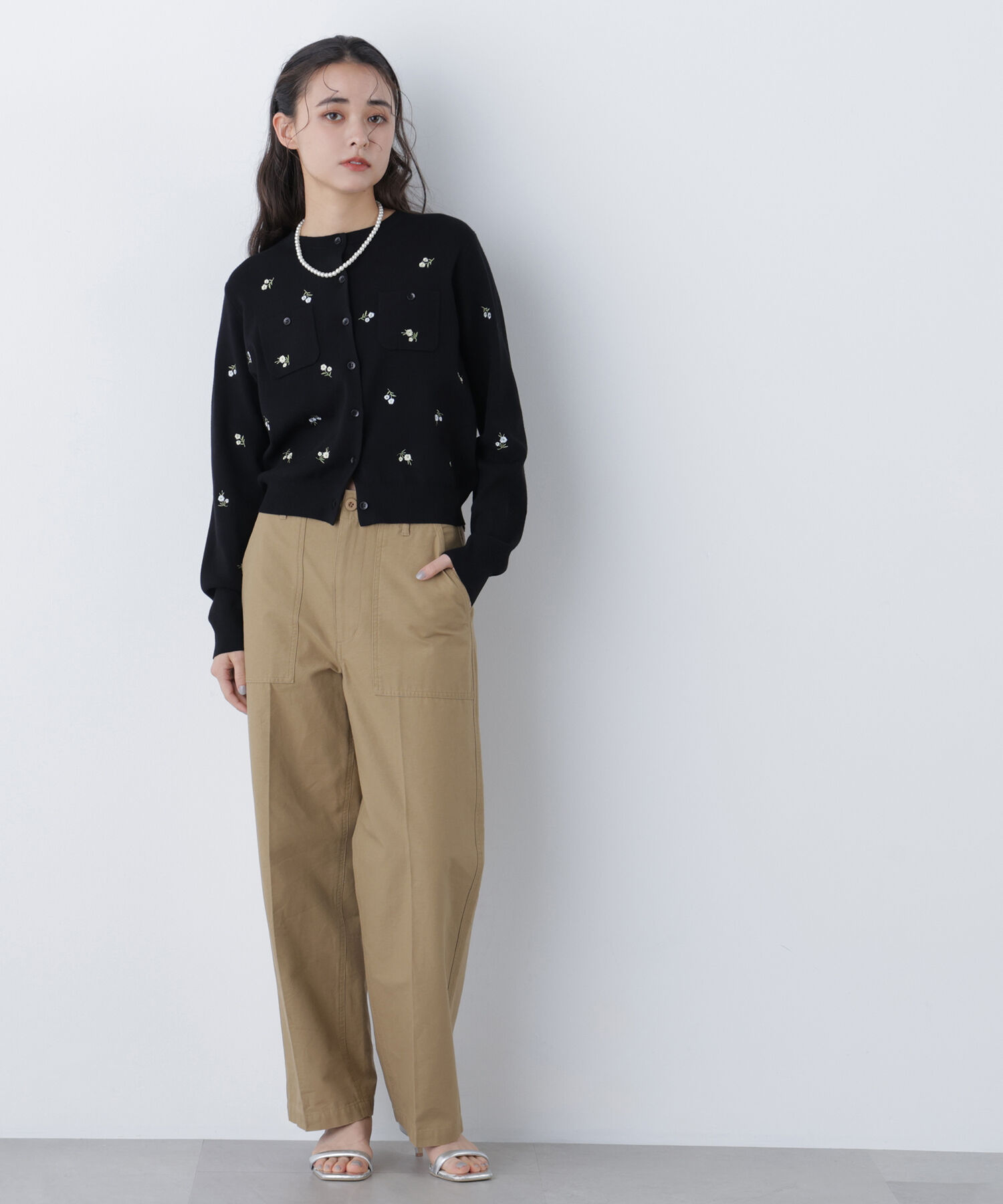  「〈N.〉フラワー刺繍ポケットカーデ」|ニット・セーター|