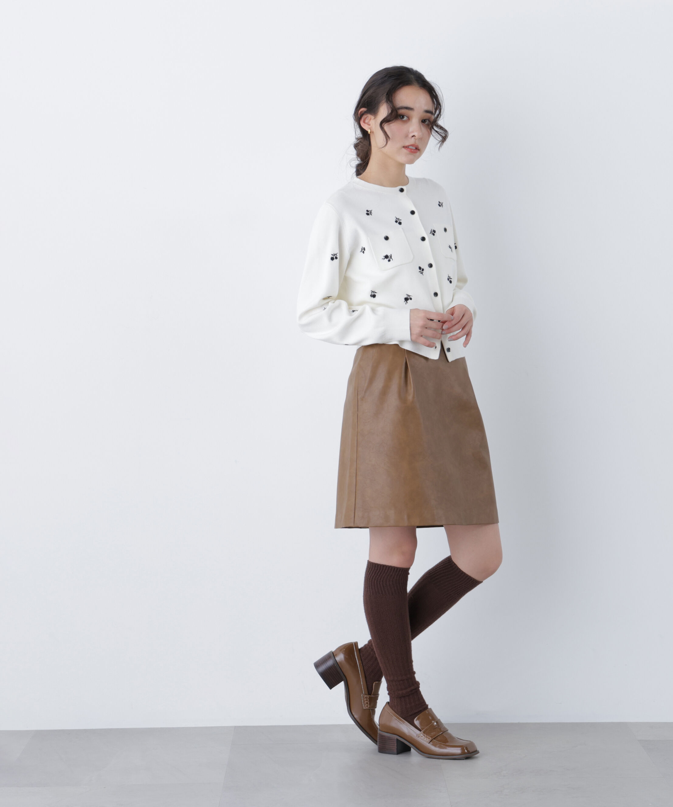  「〈N.〉フラワー刺繍ポケットカーデ」|ニット・セーター|