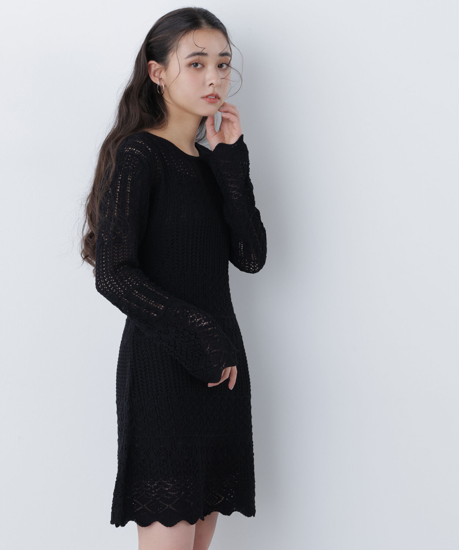  「〈N.〉透かし編みニットミニワンピース」|ワンピース|