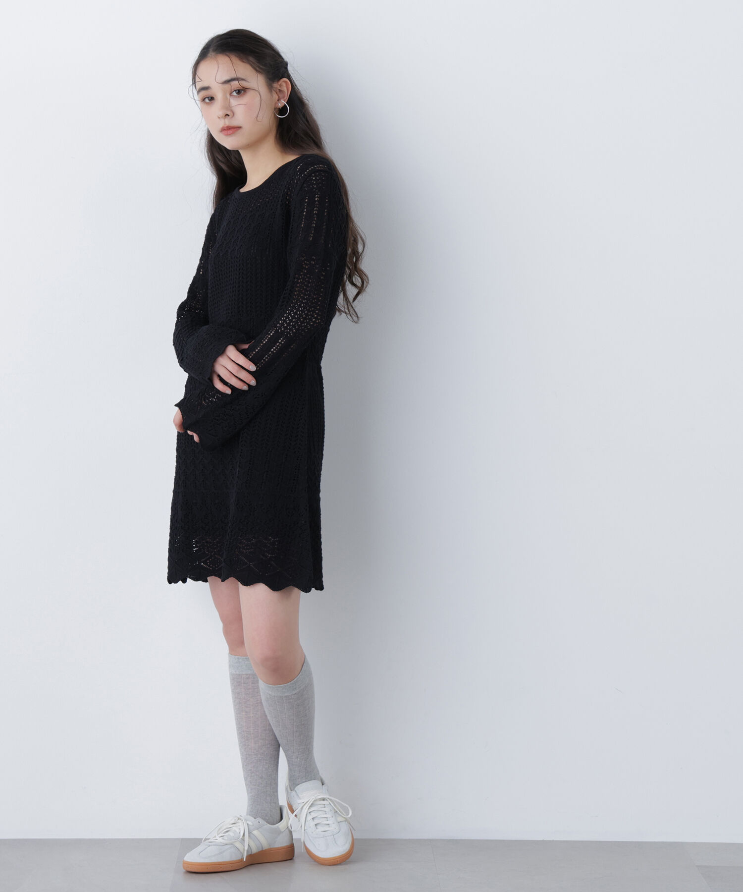  「〈N.〉透かし編みニットミニワンピース」|ワンピース|