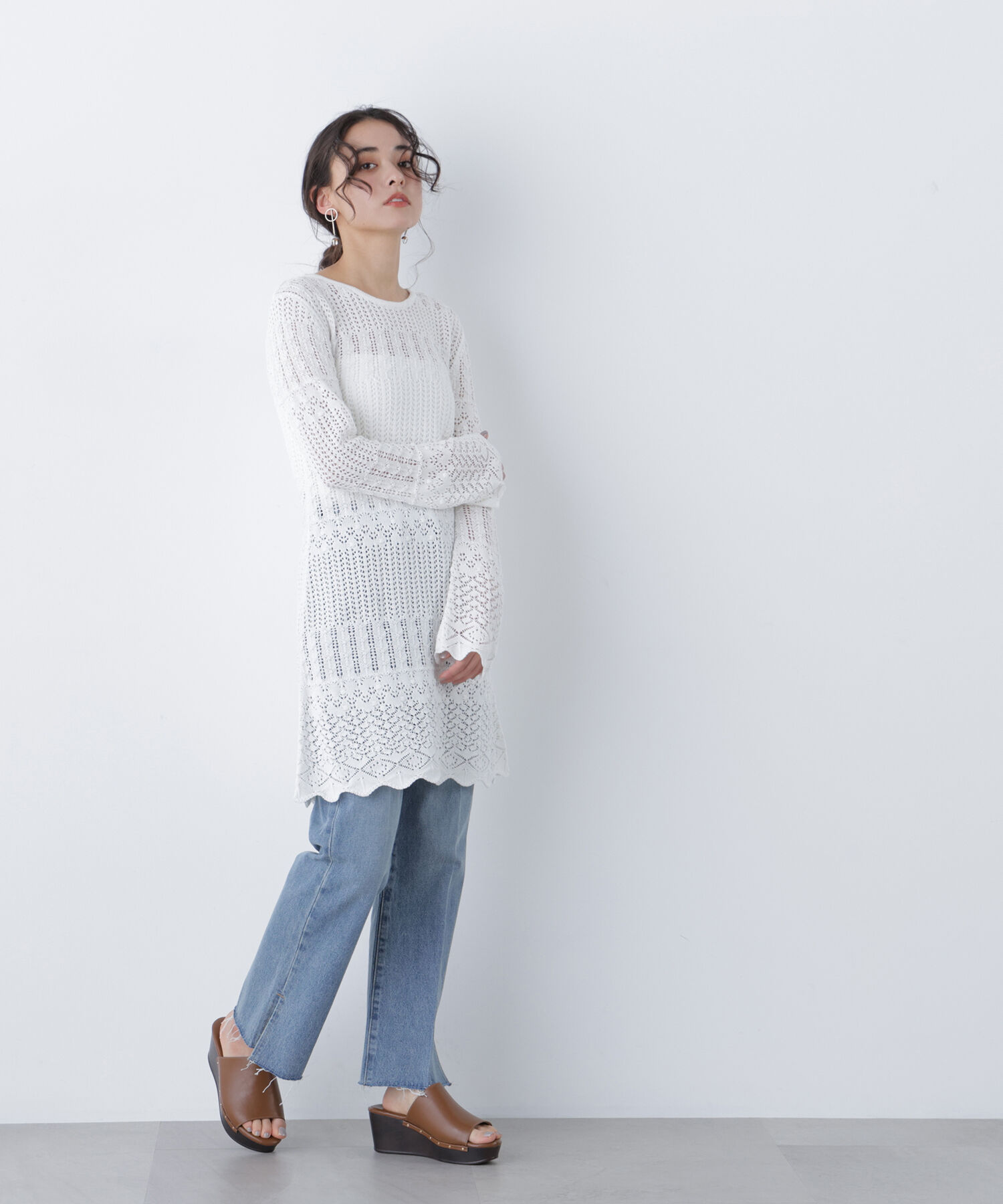  「〈N.〉透かし編みニットミニワンピース」|ワンピース|