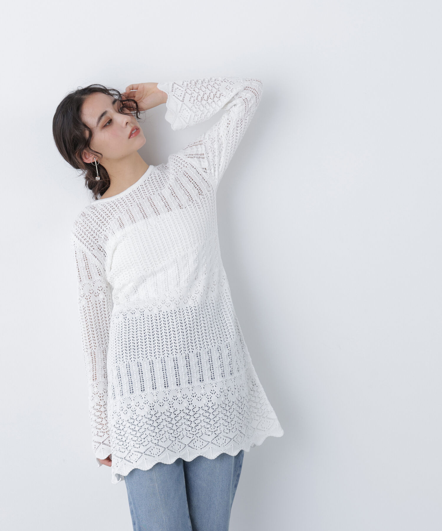  「〈N.〉透かし編みニットミニワンピース」|ワンピース|